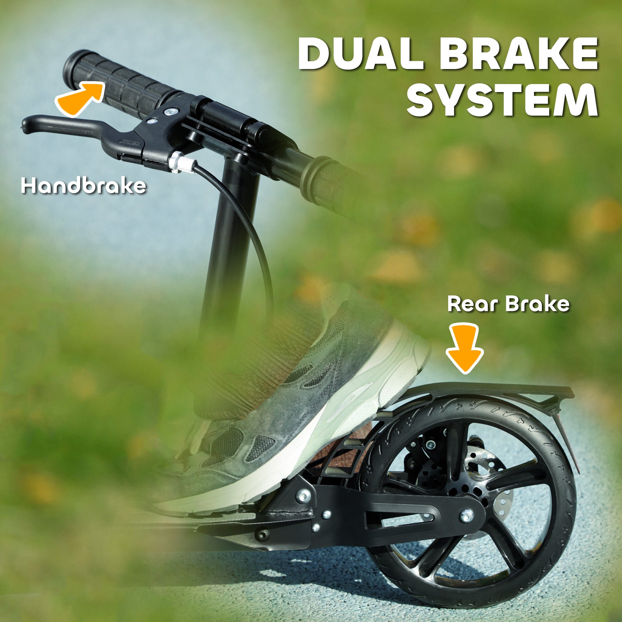 AIYAPLAY Kids Scooter with 4 Levels Adjustable Handlebar, Dual Brake System, 200mm Wheels, ABEC-7 Bearings, Black - North Peak Garden Furniture
