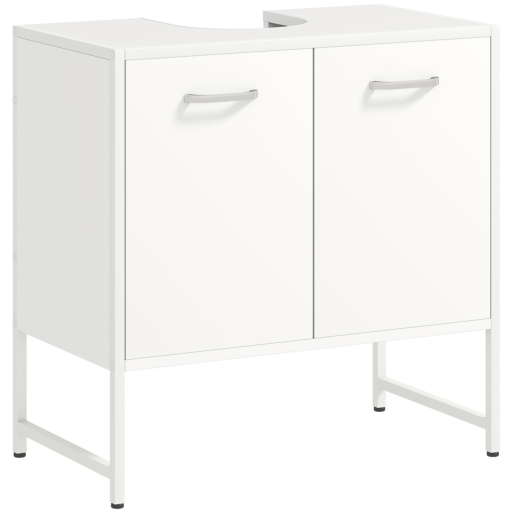 HOMCOM Bathroom Vanity Unit, Under Sink Storage Cabinet with Soft-Close Doors for Basin without or with Pedestal, White - North Peak Garden Furniture