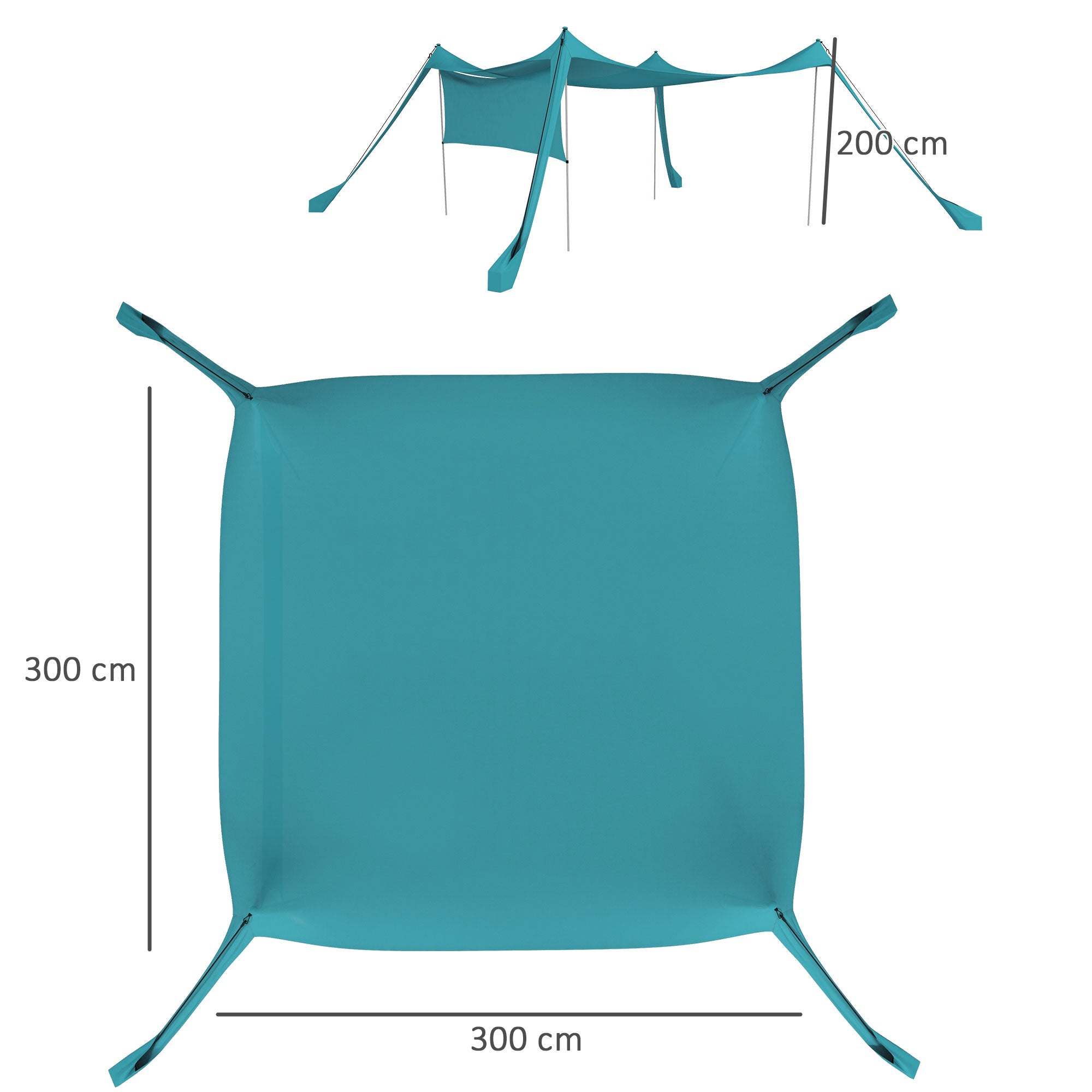 Outsunny Beach Tent Event Shelter with Detachable Sidewall and Carry Bag, for Camping, Trips, Fishing, Picnics, Sky Blue - North Peak Garden Furniture