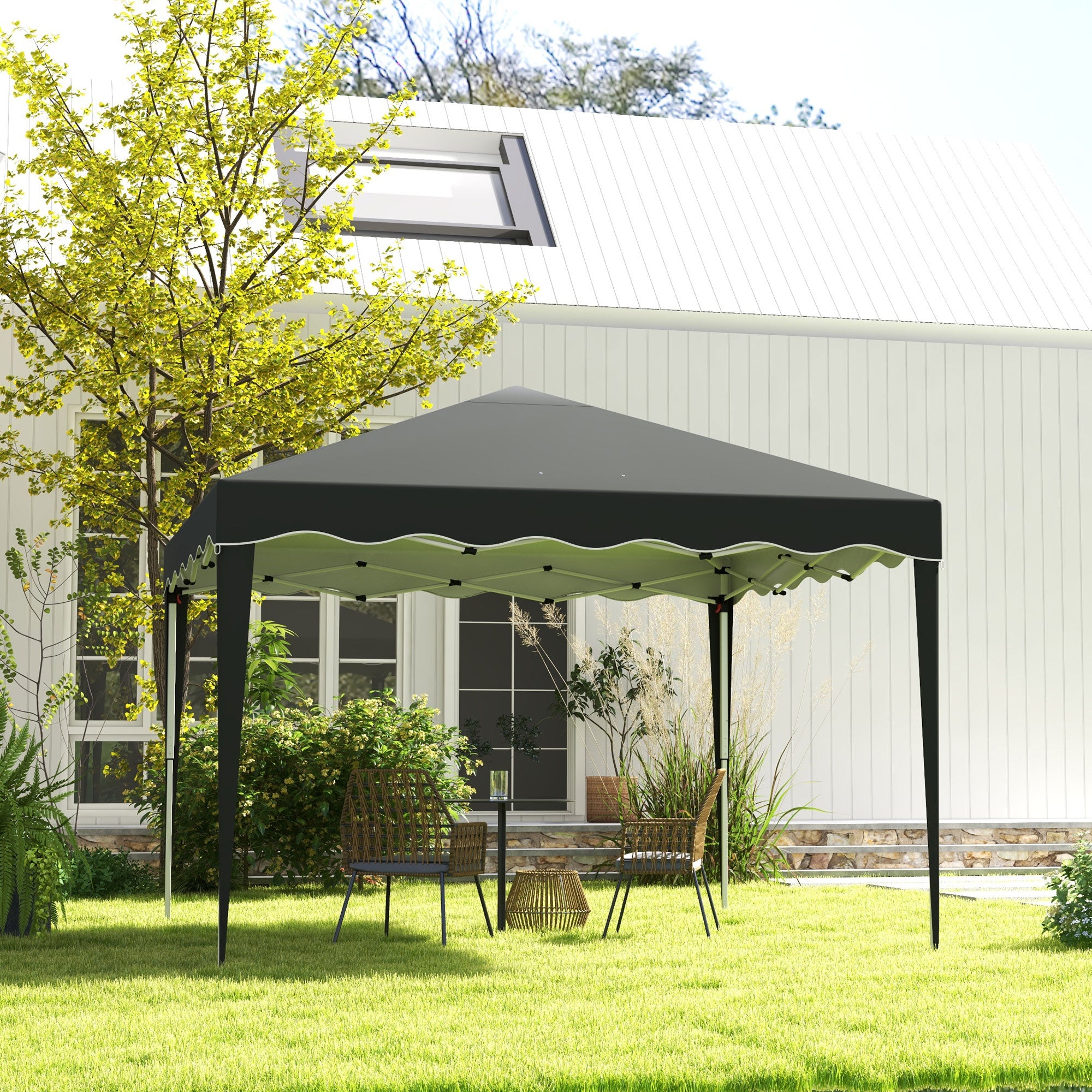 Outsunny 3 x 3cm Adjustable Height Pop-Up Gazebo, with Bag - Grey