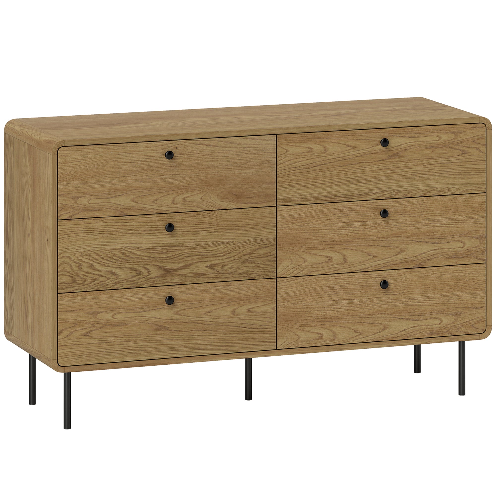 HOMCOM Chest of Drawers, 6 Drawer Dresser - Oak