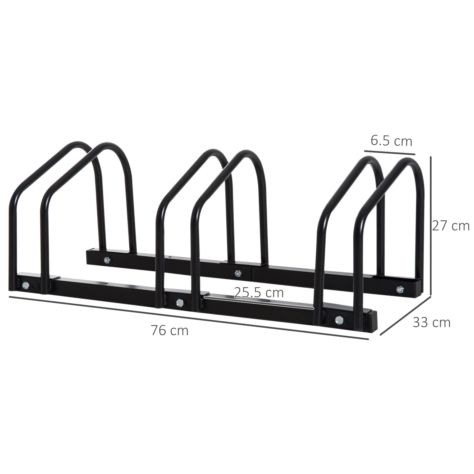 HOMCOM Bike Stand Parking Rack Floor or Wall Mount Bicycle Cycle Storage Locking Stand (3 Racks, Black)