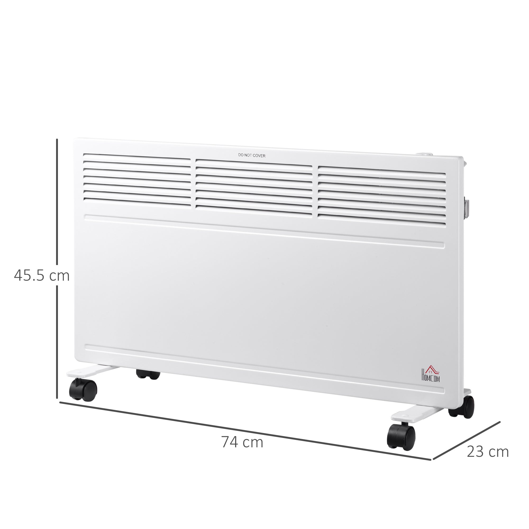 HOMCOM Convector Radiator Heater Freestanding or Wall-mounted Portable Electric Heating with 2 Heat Settings, Adjustable Thermostat and Safety Cut-Off, White - North Peak Garden Furniture