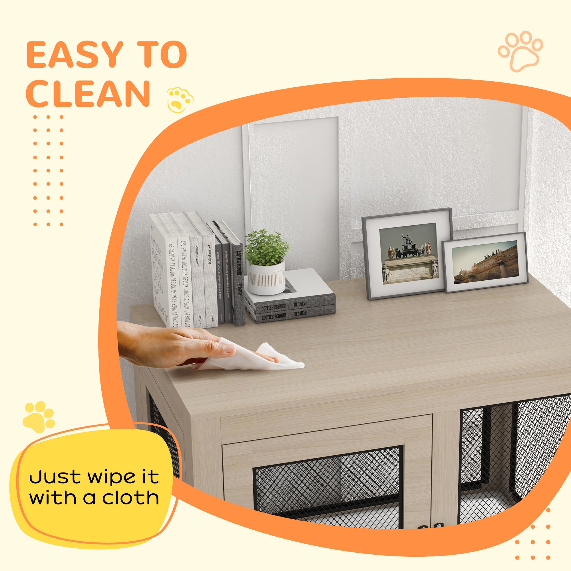 PawHut 2-in-1 Dog Cage & Side Table, with Two Doors, Cushion, for Large Dogs - North Peak Garden Furniture