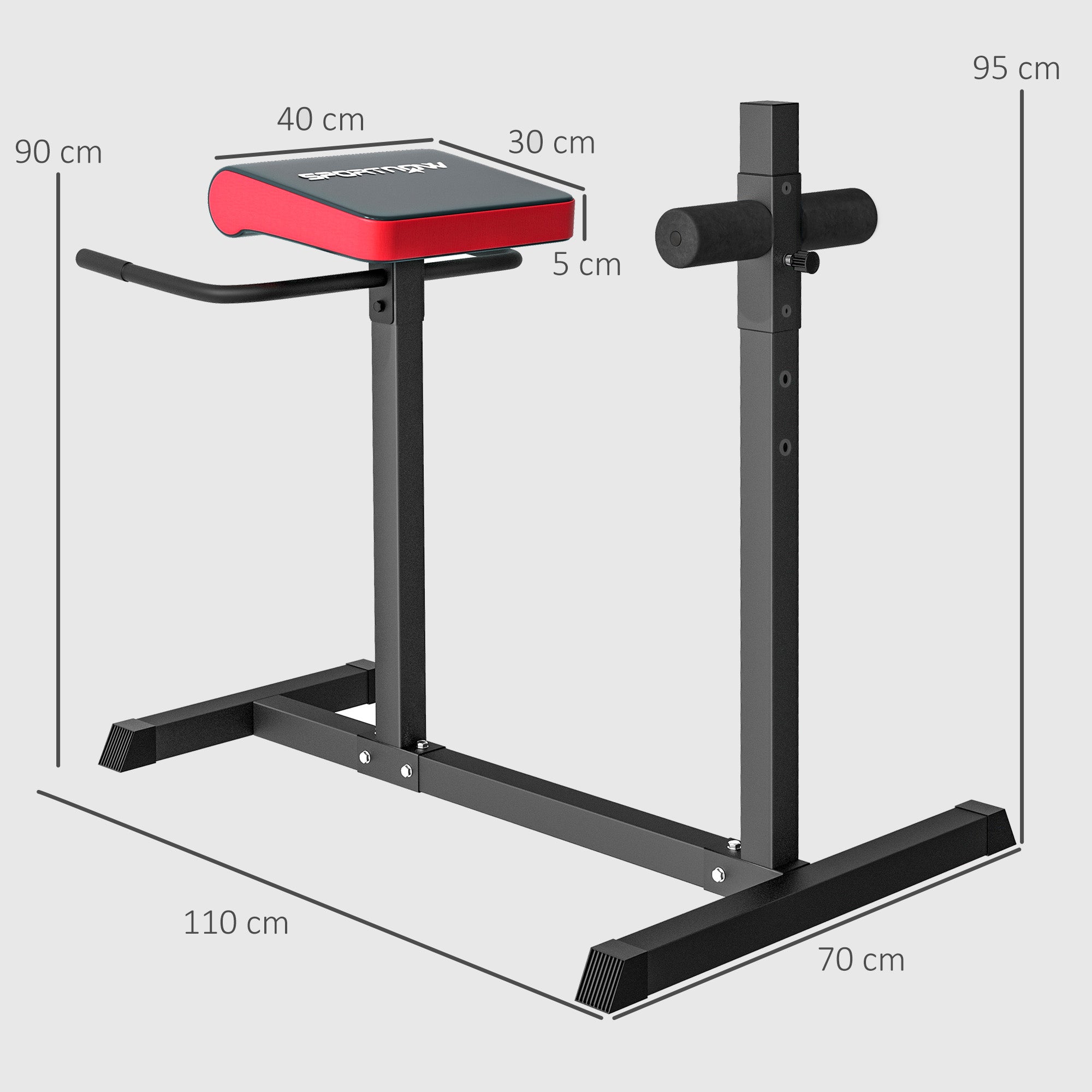 SPORTNOW Back Extension Roman Chair, Hyperextension Bench with Adjustable Leg Roller for Back, Abdominal and Gluteal Training - North Peak Garden Furniture