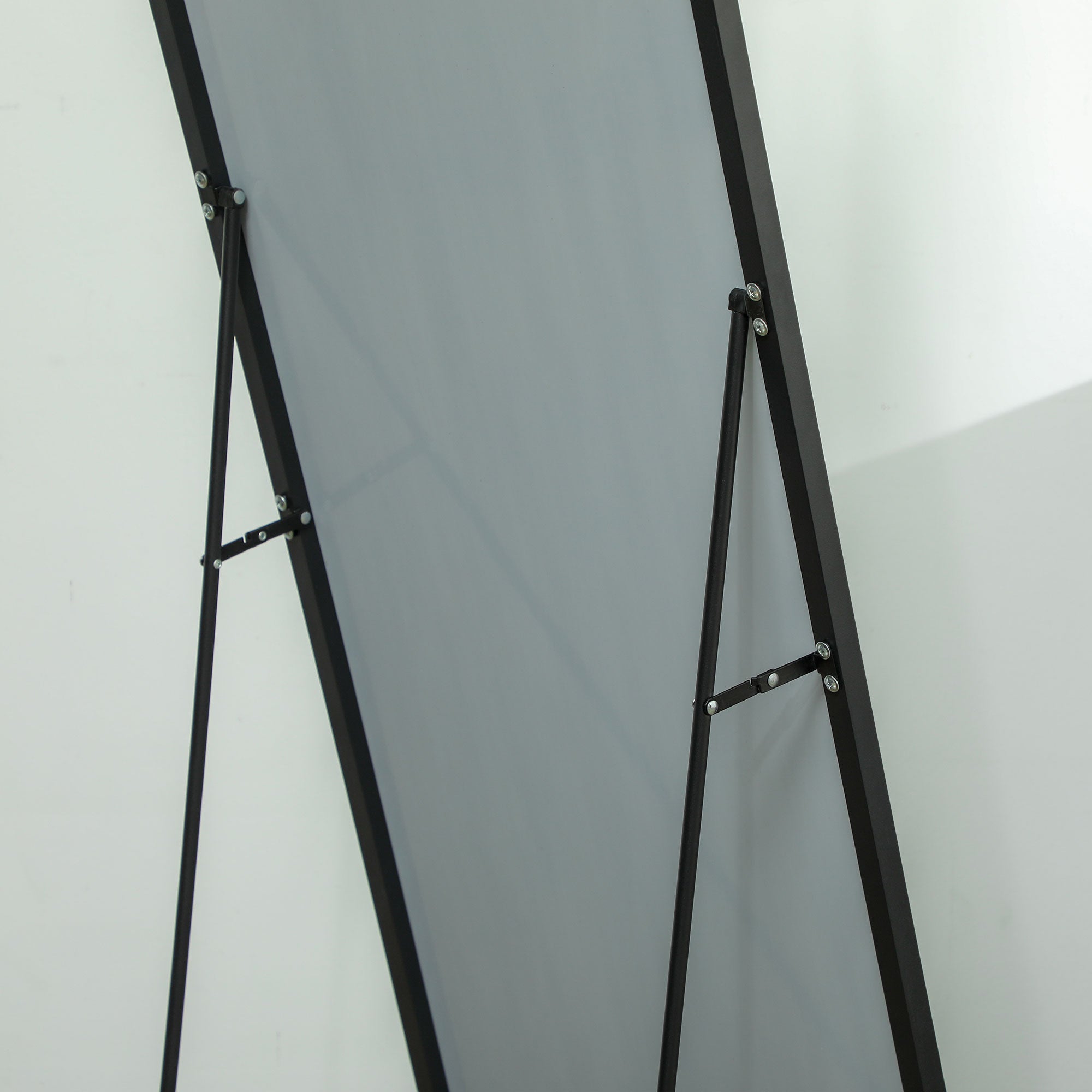 HOMCOM Full Length Dressing Mirror, Floor Standing or Wall Hanging, Aluminium Alloy Framed Full Body Mirror for Bedroom, Living Room, 50 x 161.5cm, Black - North Peak Garden Furniture