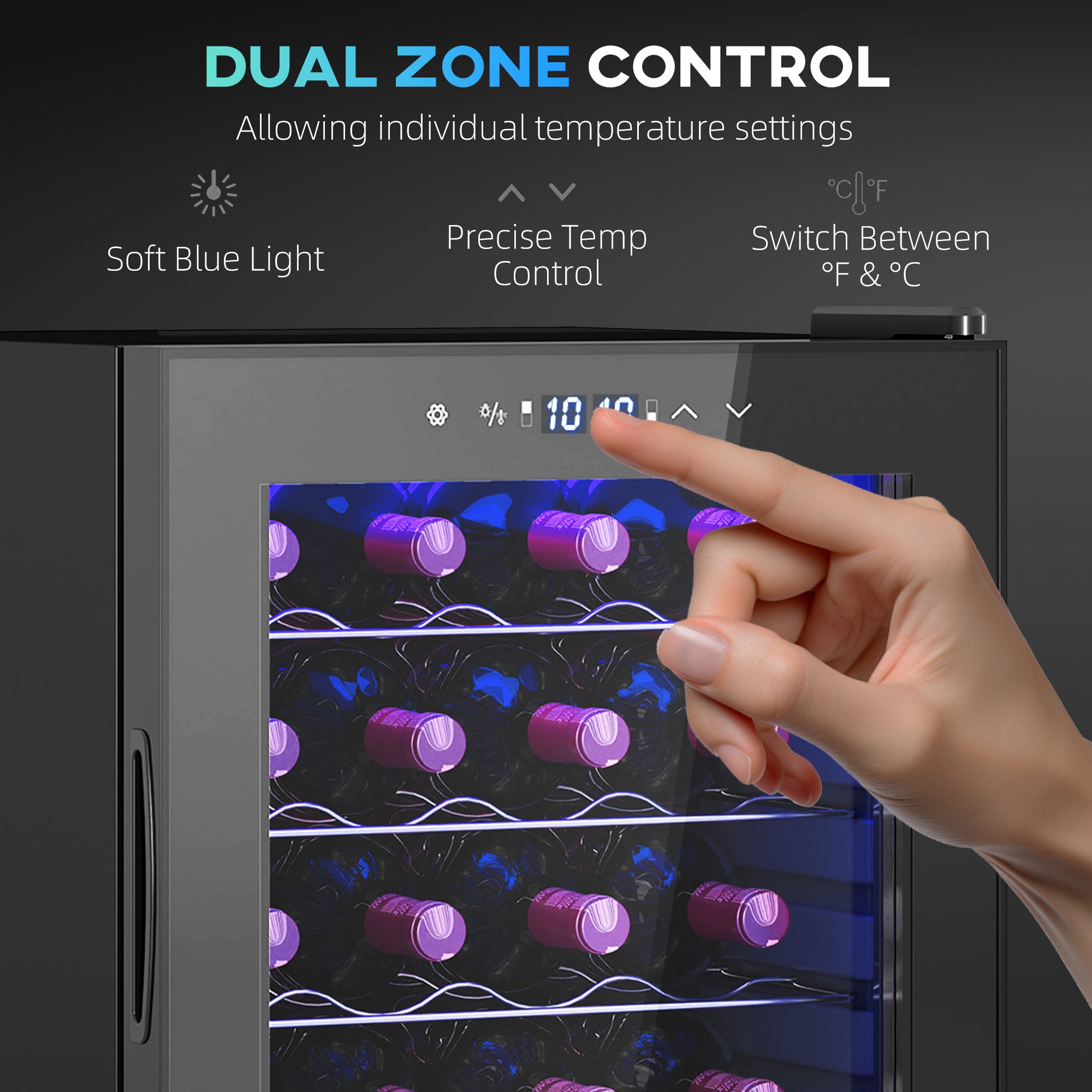 HOMCOM 32 Bottle Dual Zone 5-18℃ Wine Fridge - Black