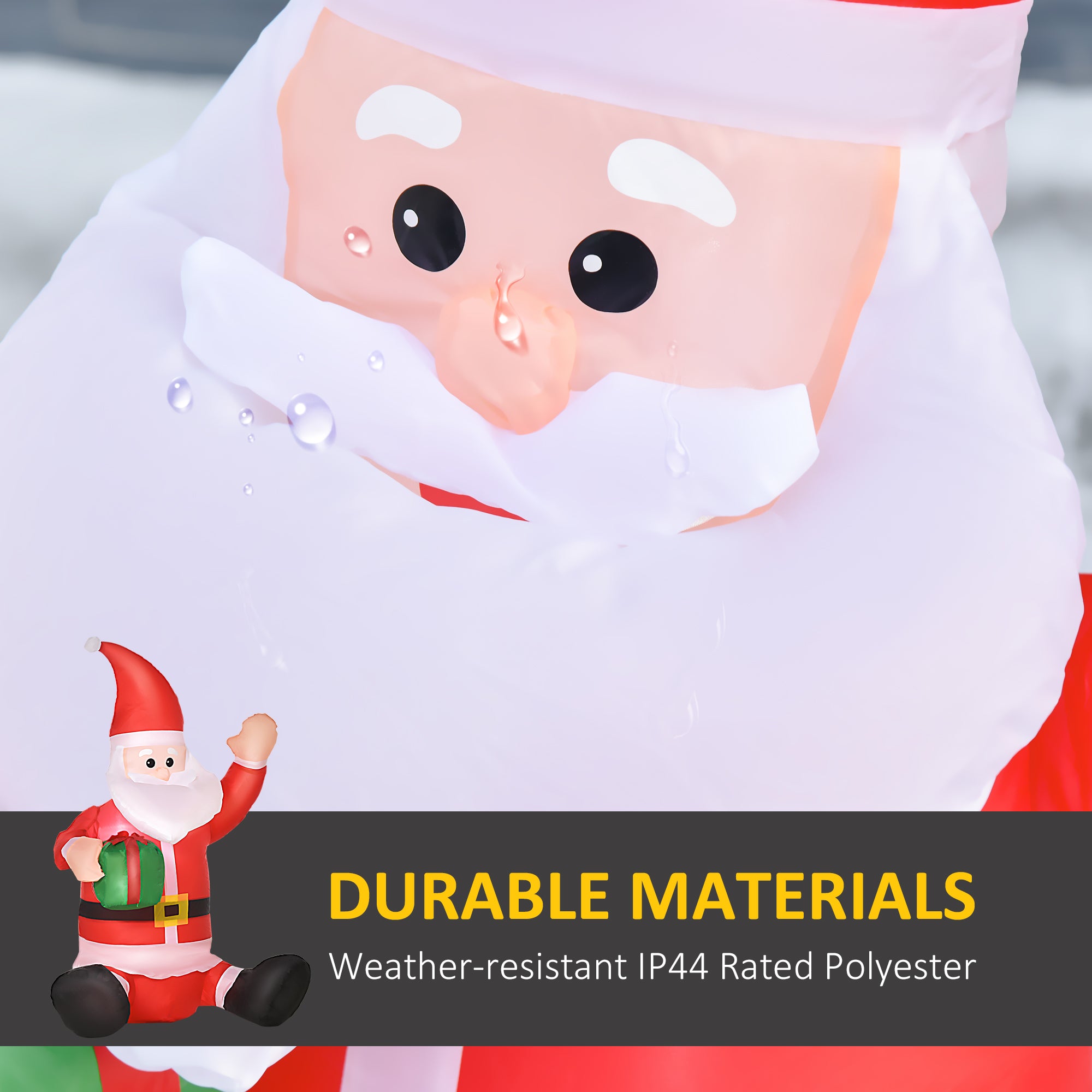 HOMCOM 4ft Inflatable Christmas Santa Claus Gift with LED Xmas Décor Holiday Outdoor Yard Decoration - North Peak Garden Furniture