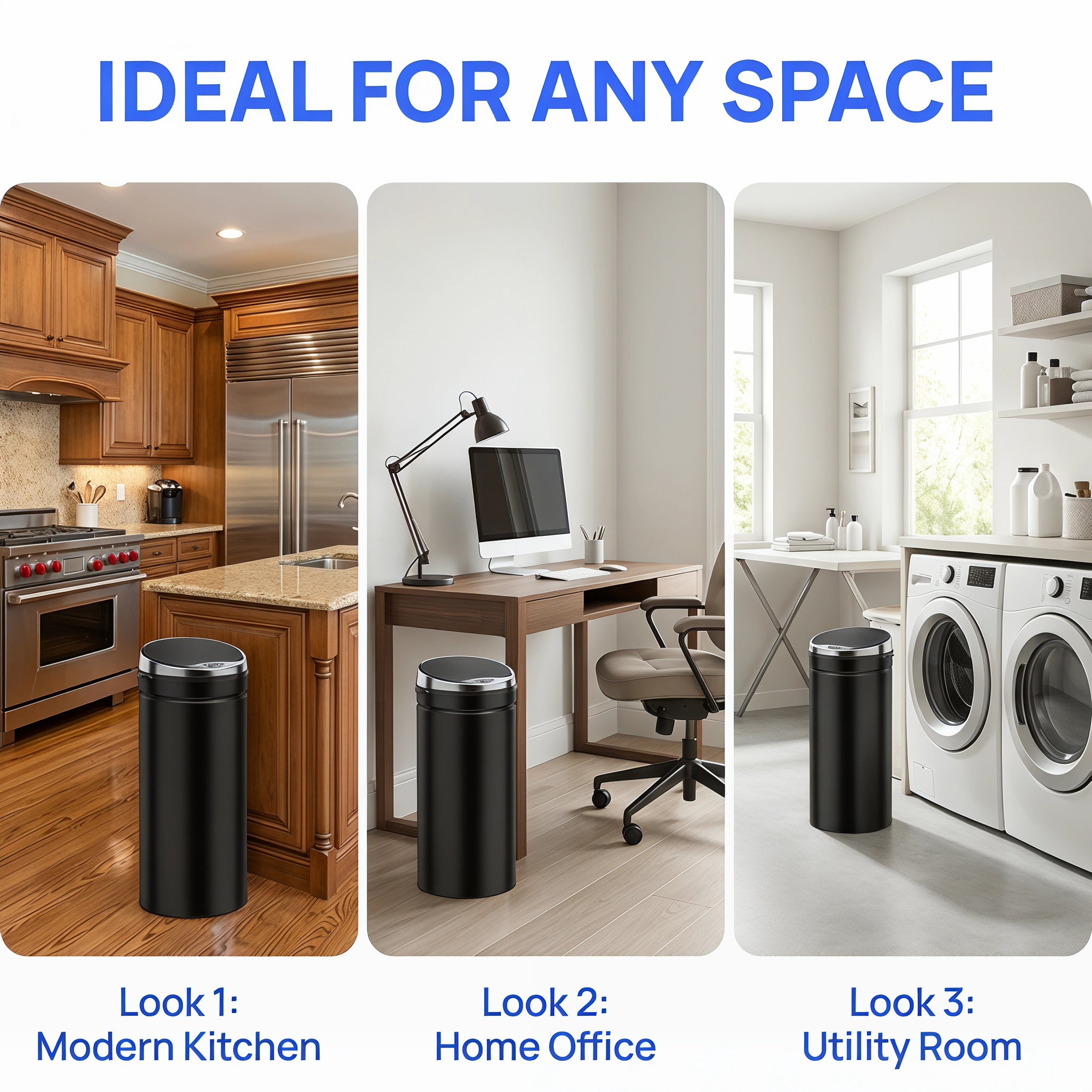 HOMCOM 50L Automatic Motion Sensor Rubbish Bin with Fingerprint Resistant, Stainless Steel, Black