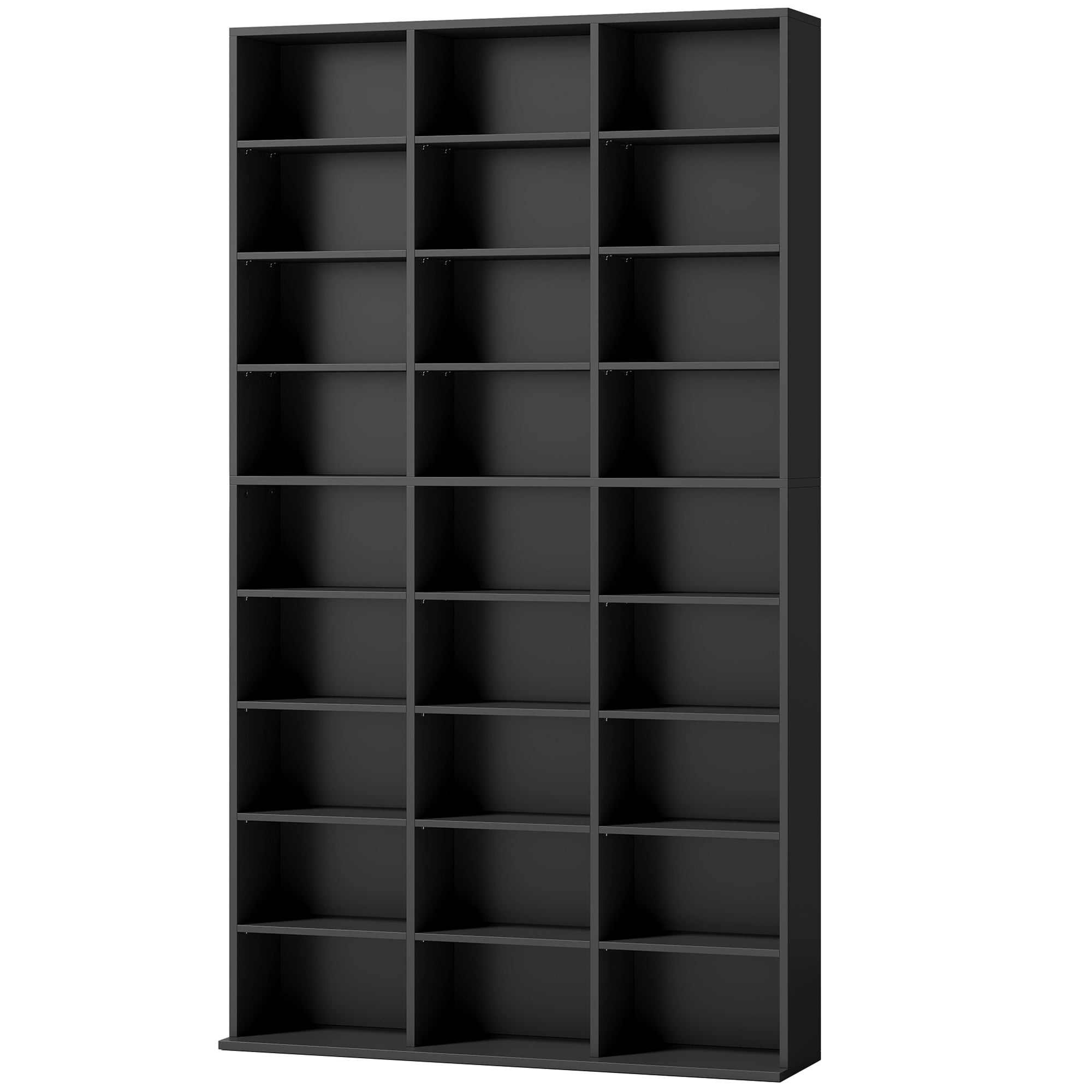 HOMCOM 835 CD/500 DVD Storage Unit, Blu-ray Media Storage Shelf with 27 Compartments and 21 Adjustable Shelves, Black