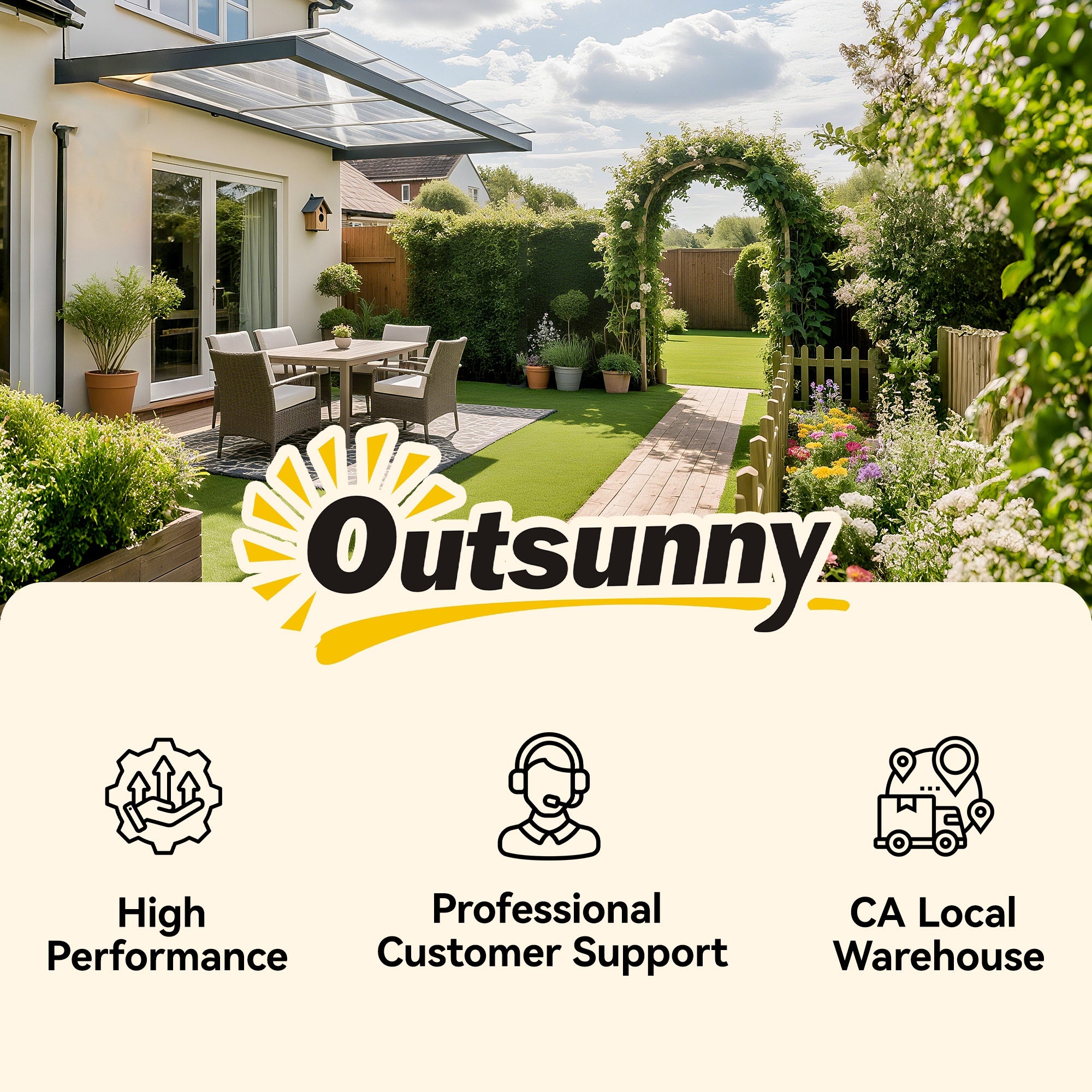 Outsunny Front Door Canopy, Outdoor Awning, Rain Shelter, 303 x 96cm , Clear