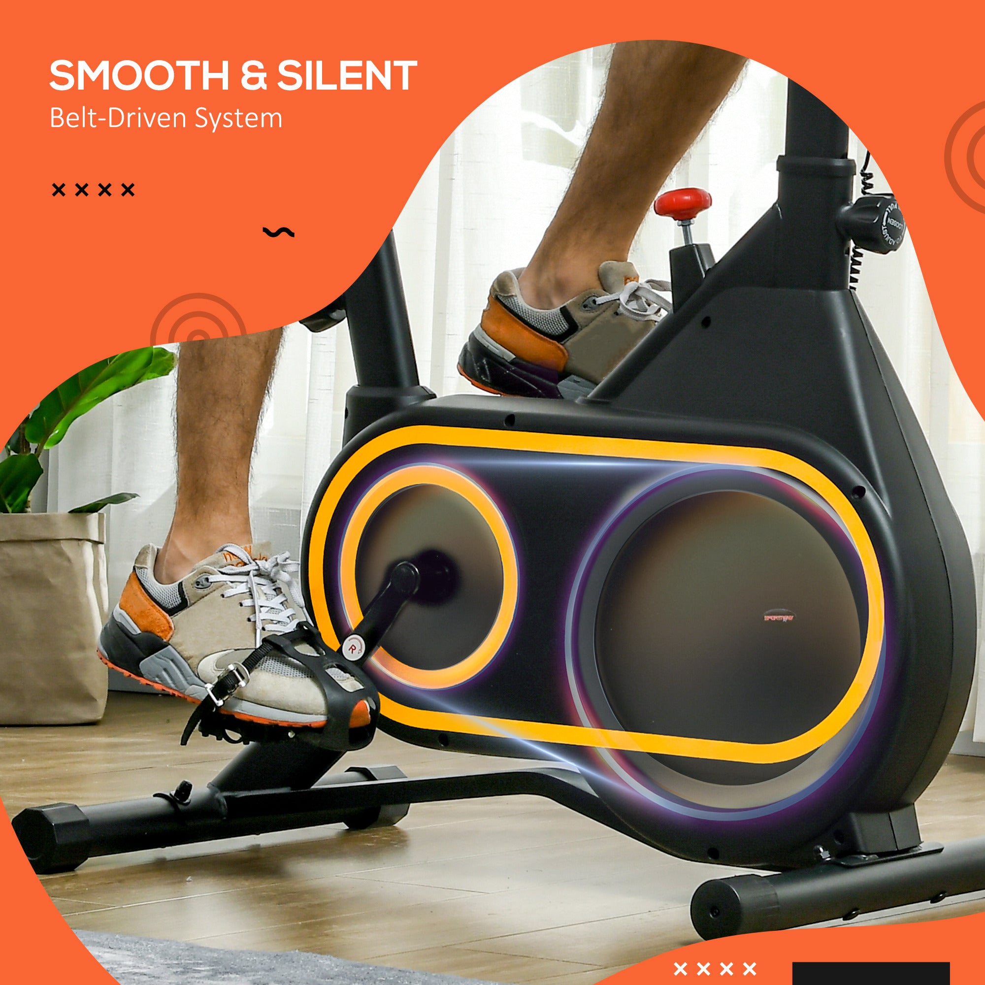 SPORTNOW Magnetic Indoor Cycling Bike, Exercise Bike with Silent Flywheel, LCD Display, Tablet Holder, Comfortable Seat - North Peak Garden Furniture