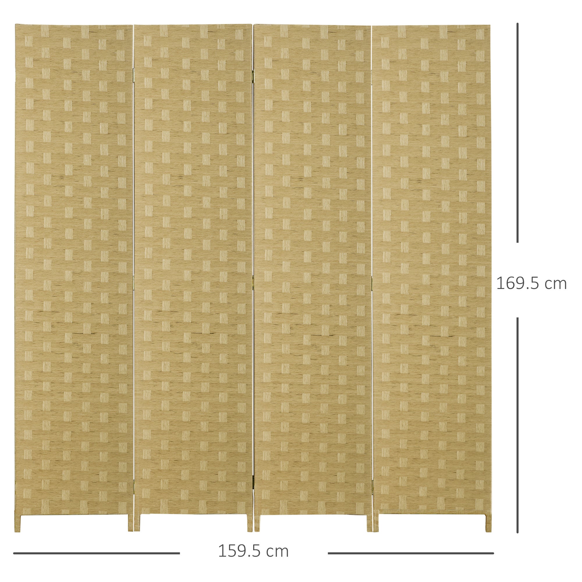 HOMCOM 4-Panel Room Dividers, Wave Fibre Freestanding Folding Privacy Screen Panels, Partition Wall Divider for Indoor Bedroom Office, 170 cm, Brown - North Peak Garden Furniture
