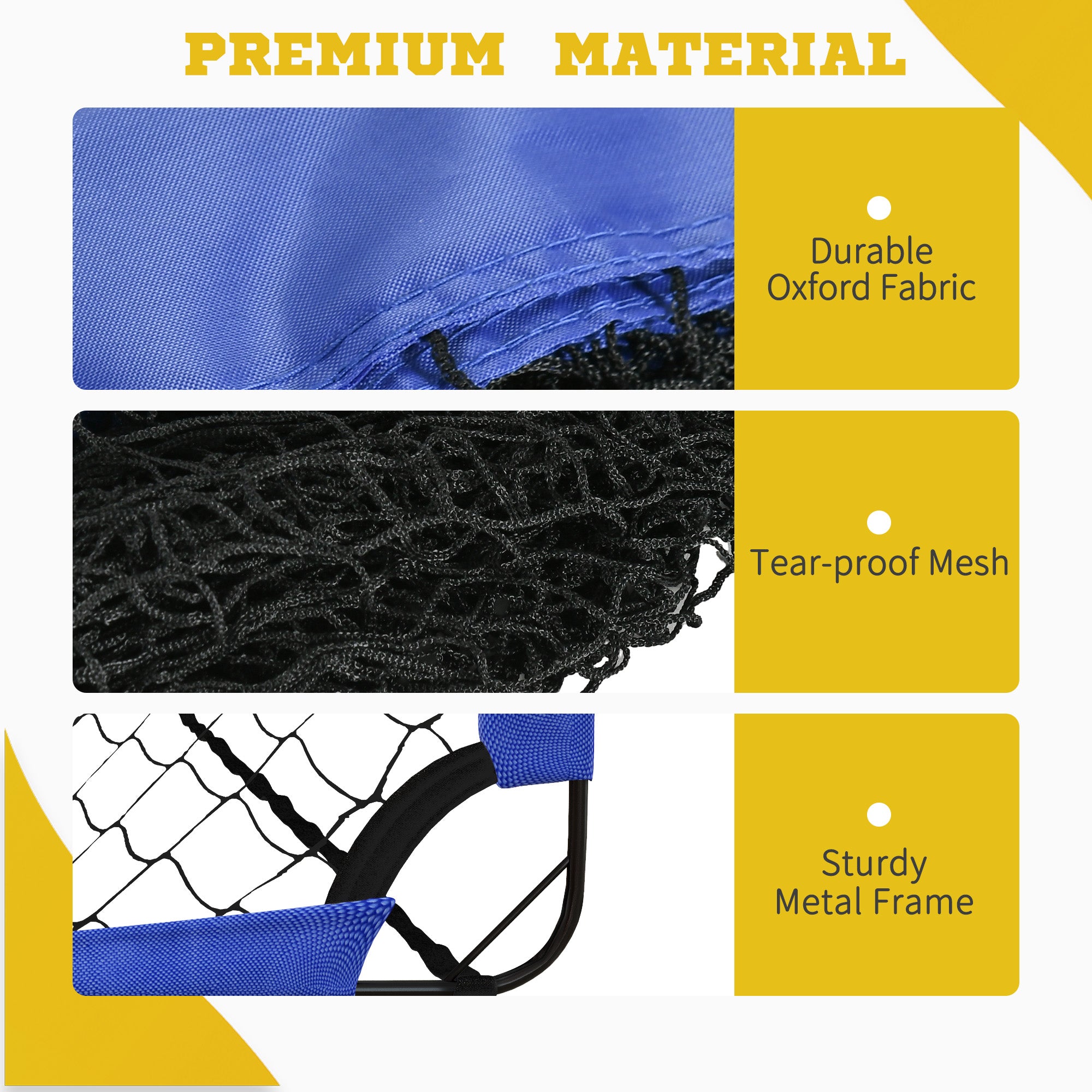 HOMCOM Set of 2 Football Goal Net 6 x 3 ft Foldable Outdoor Sport Training Teens Adults Football with Carrying Bag Blue - North Peak Garden Furniture