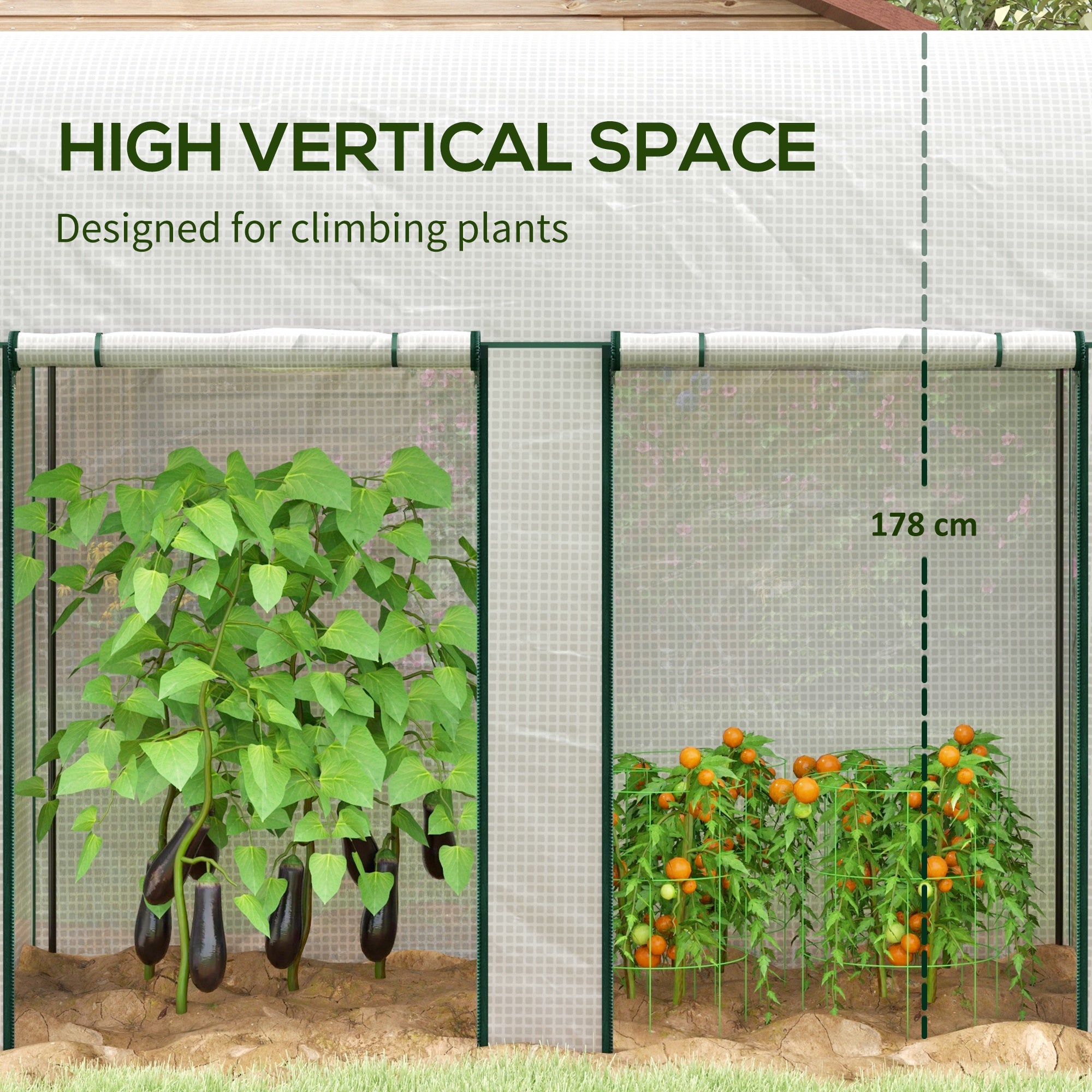 Outsunny 200 x 100cm Walk-In Greenhouse, with Zipped Doors - White