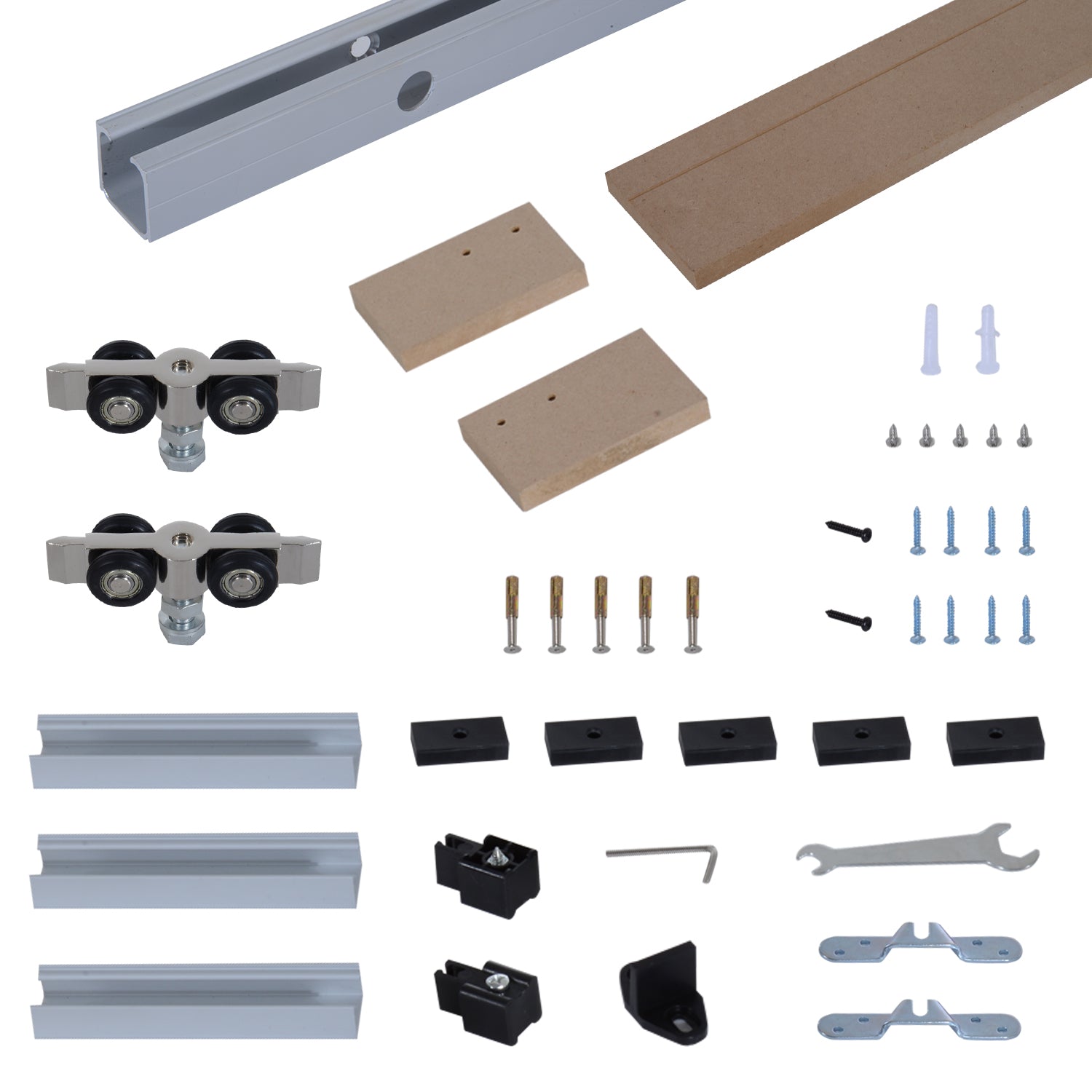 HOMCOM 6.5FT/2000mm Modern Sliding Barn Door Closet Hardware Track Kit Aluminium Track System Unit For Single Wooden Door - North Peak Garden Furniture