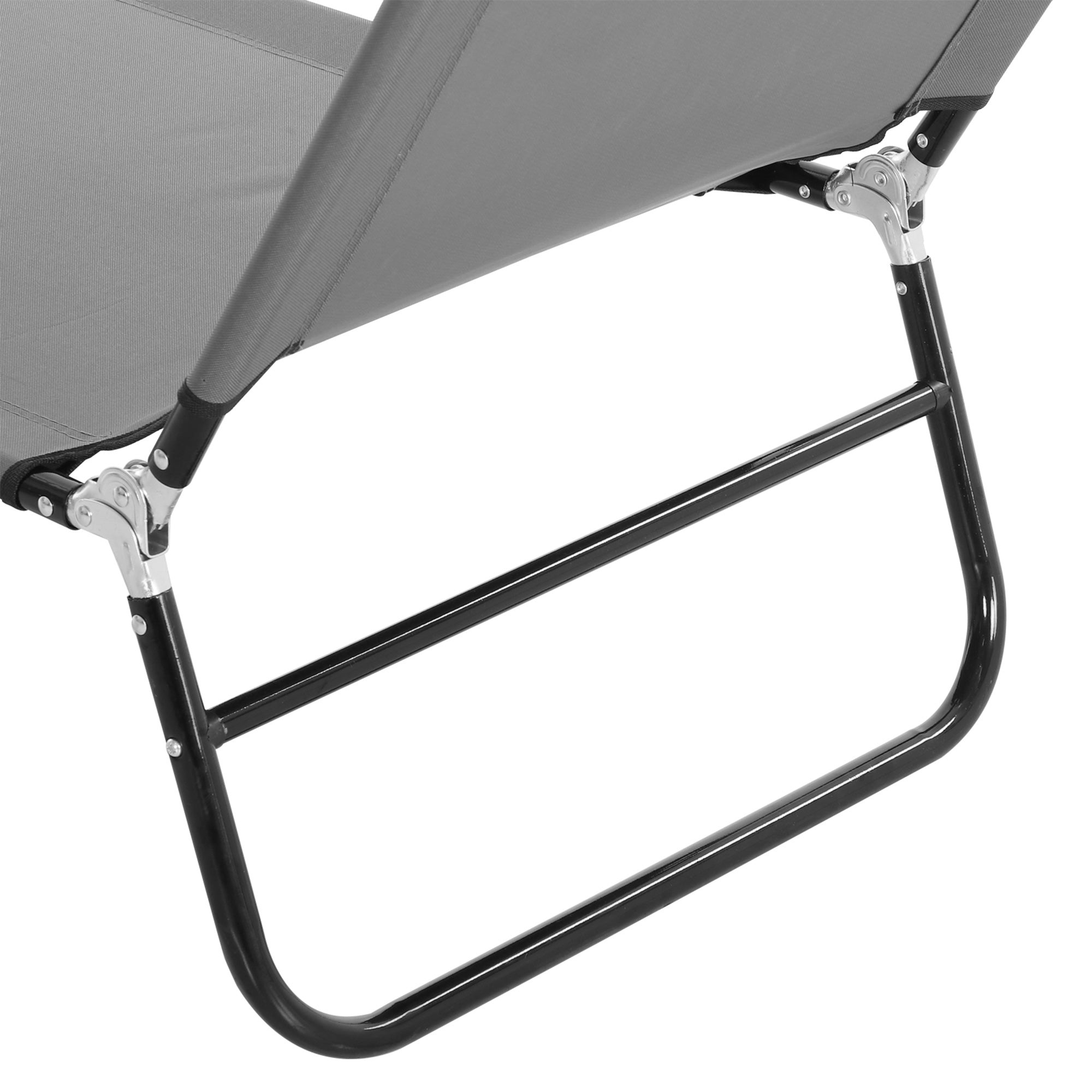 Outsunny Garden Sun Lounger, with Five-Position Back - Grey - North Peak Garden Furniture
