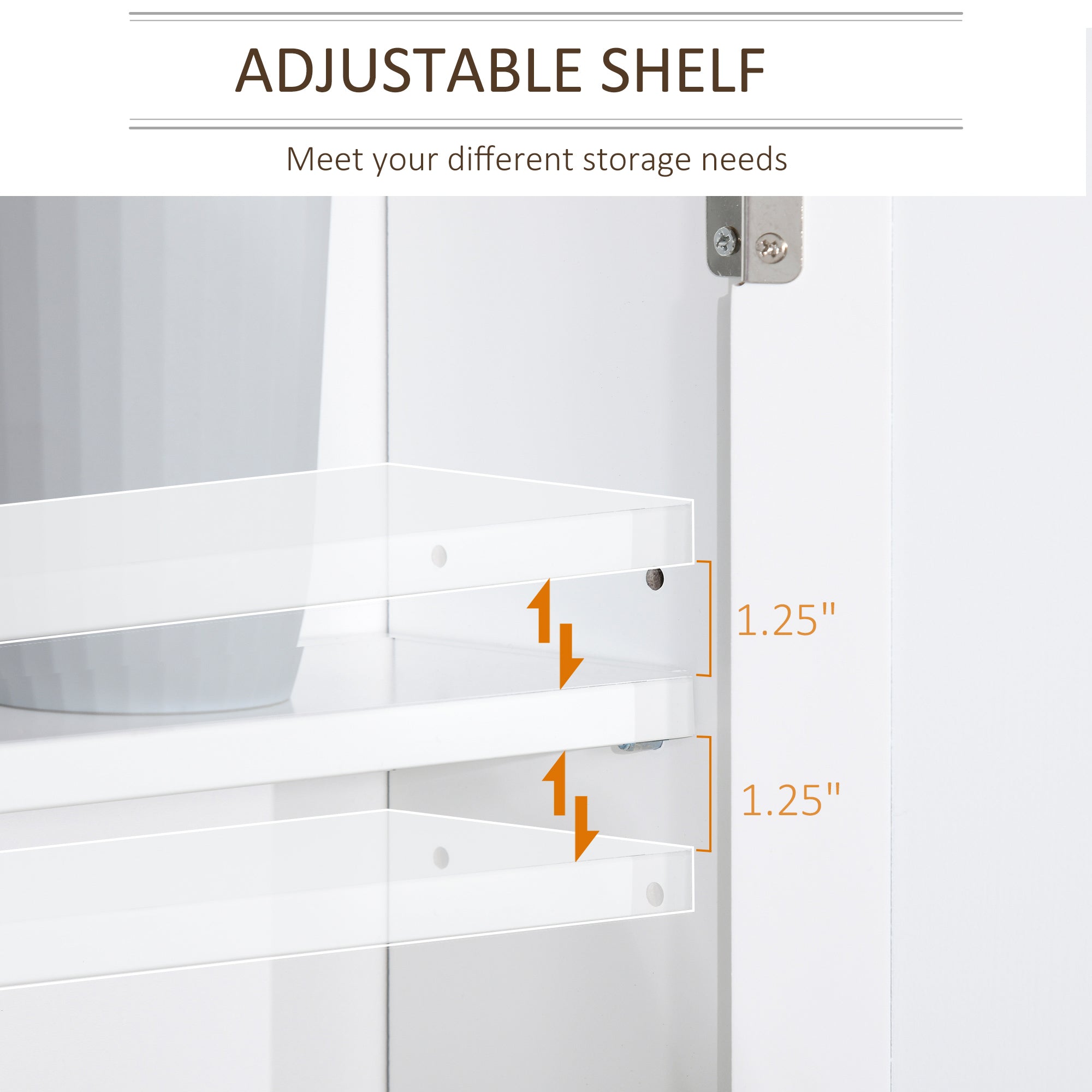 kleankin Bathroom Mirror Cabinet Wall Mounted Storage Cupboard with Double Door and Adjustable Shelf, White - North Peak Garden Furniture