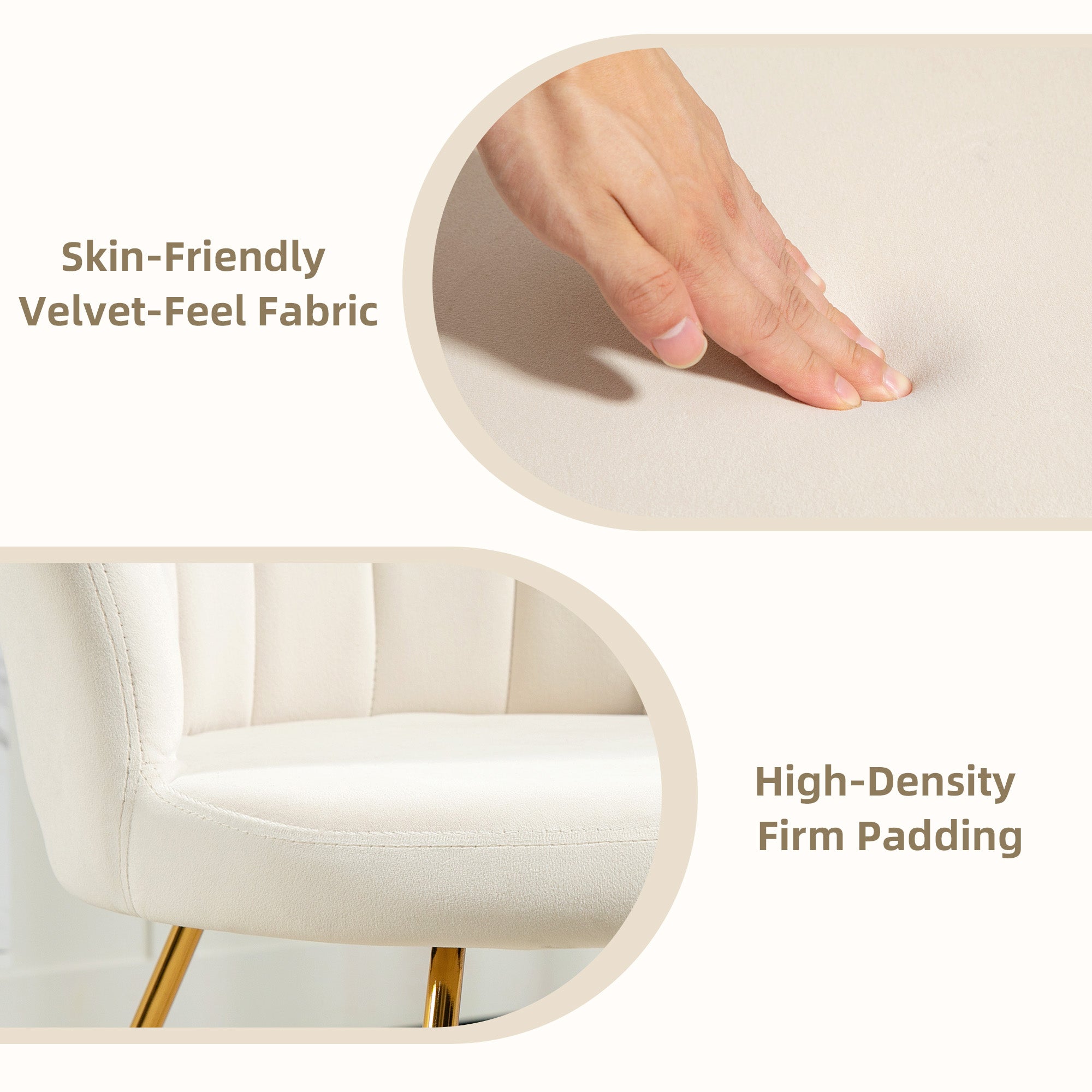 HOMCOM Velvet-Feel Lotus Petal Accent Chair - Cream - North Peak Garden Furniture