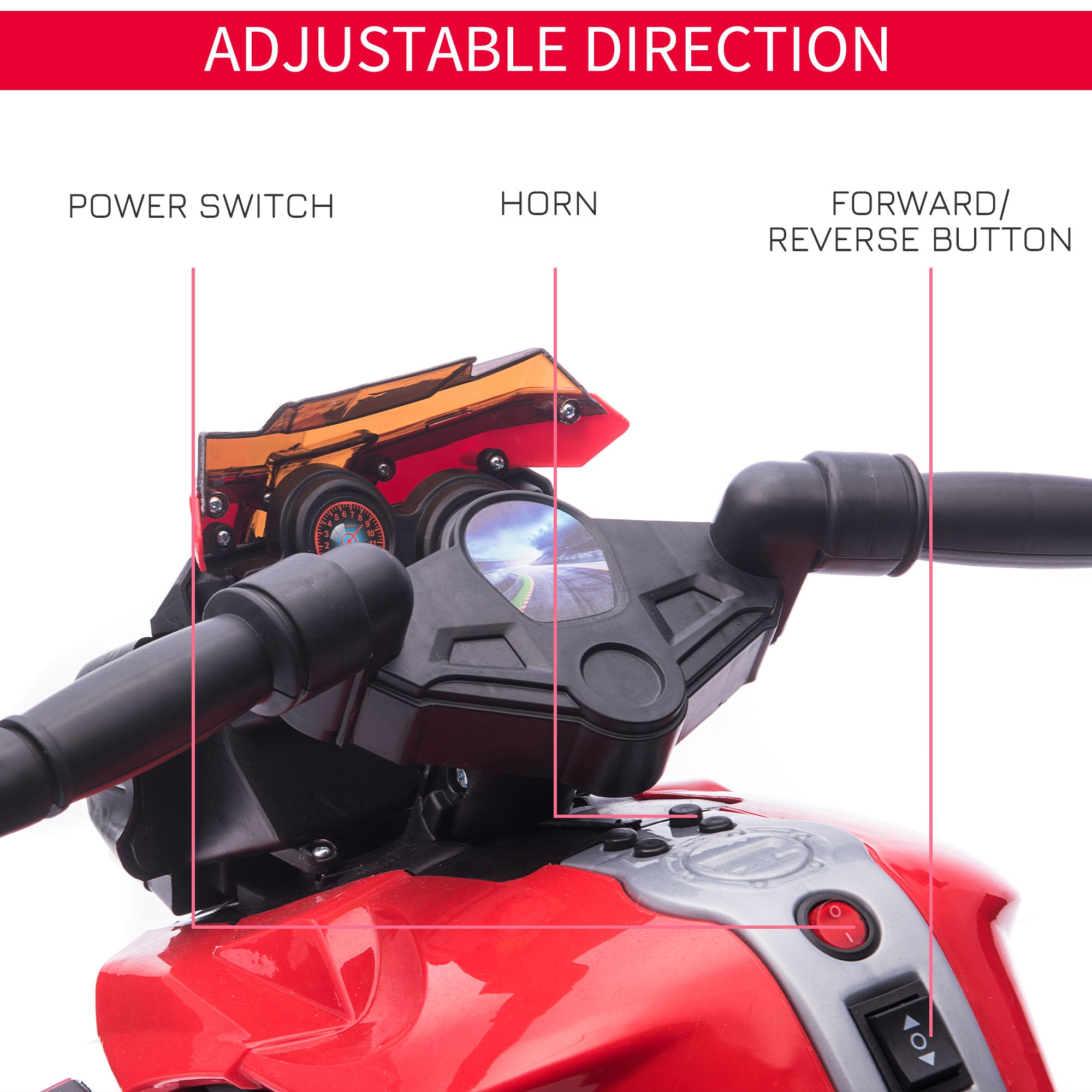 HOMCOM Kids Electric Motorbike 6V Ride on Motorcycle Vehicle w/ Lights Horn Sounds for 1.5-4 Years Old Red - North Peak Garden Furniture