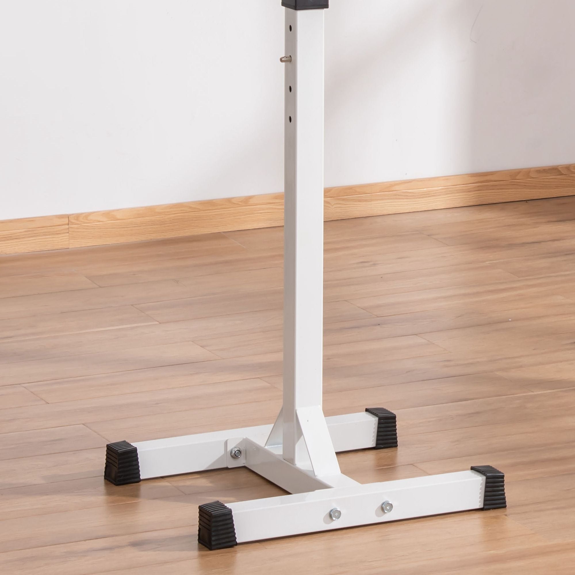 HOMCOM Heavy Duty Weight Bar Barbell Squat Stand Barbell Rack Spotter, for Home, Gym - Black - North Peak Garden Furniture