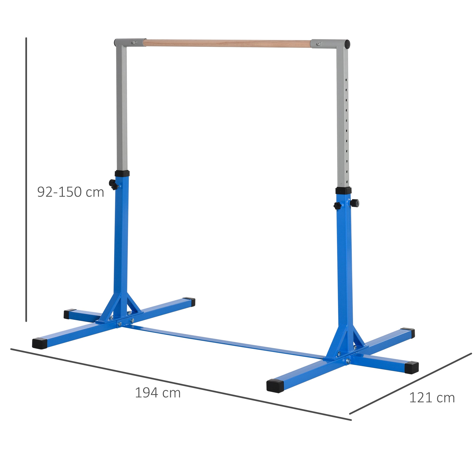 HOMCOM Height Adjustable Gymnastics Horizontal Bar For Kids Home Gym Training Children Junior Kip High Bar Fitness Blue - North Peak Garden Furniture