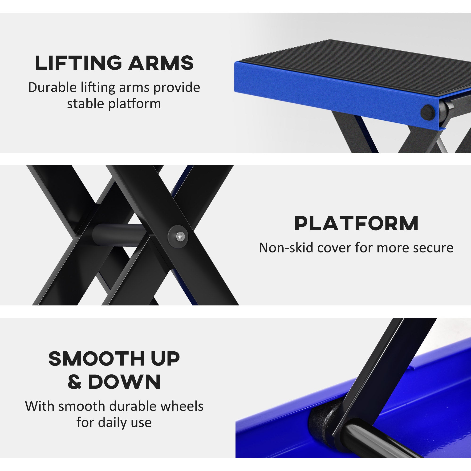 DURHAND 500KG Motorcycle Scissor Lift Jack, Height Adjustable Motorbike Stand with Anti-Slip Wide Deck, Heavy Duty Steel Motorbike Repair Lift Hoist Stand for Home Garage, Blue - North Peak Garden Furniture