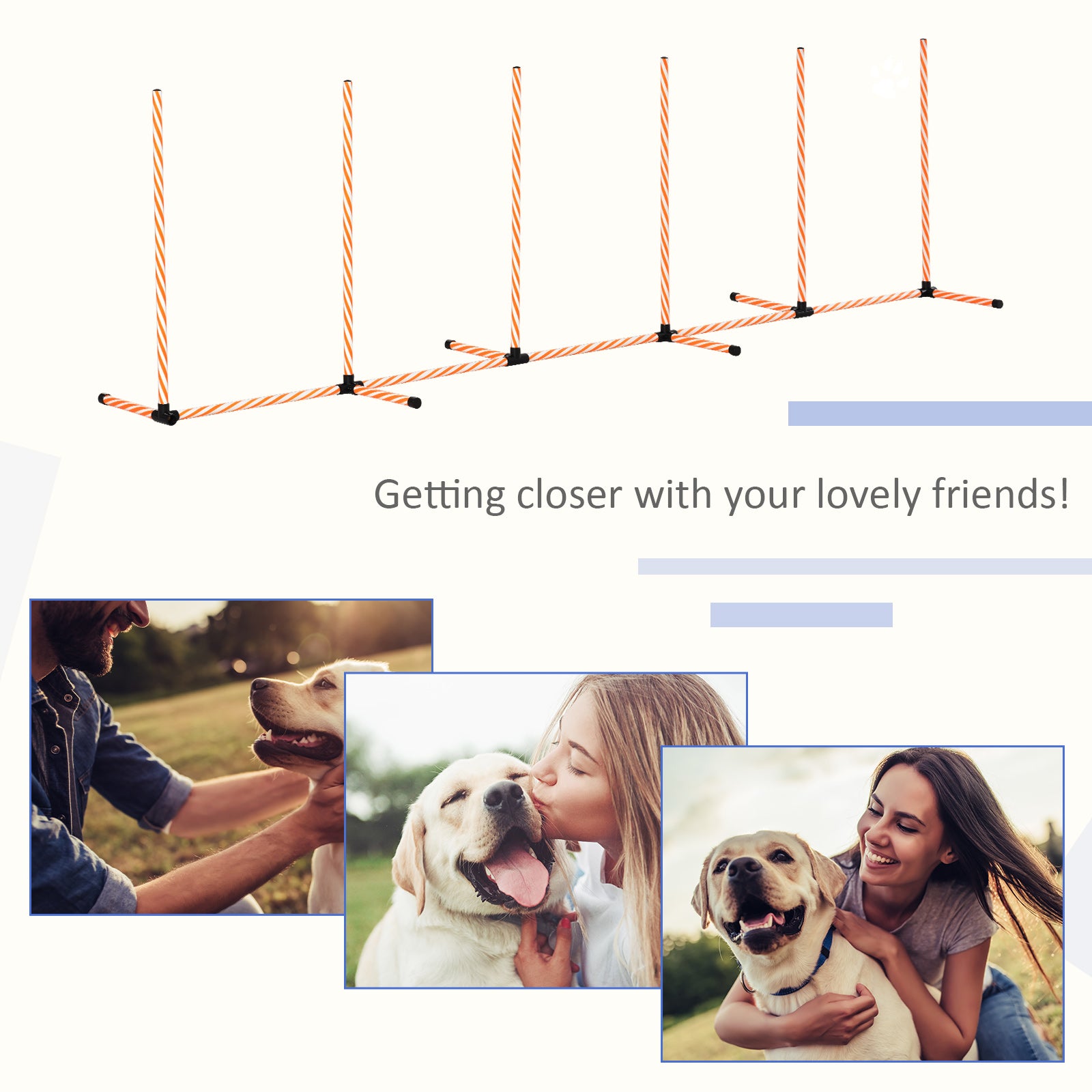 PawHut Dog Agility Equipment Pet Outdoor Training Play Run Obstacle w/ 6 Weaves Poles Whistle Carrying Bag - North Peak Garden Furniture