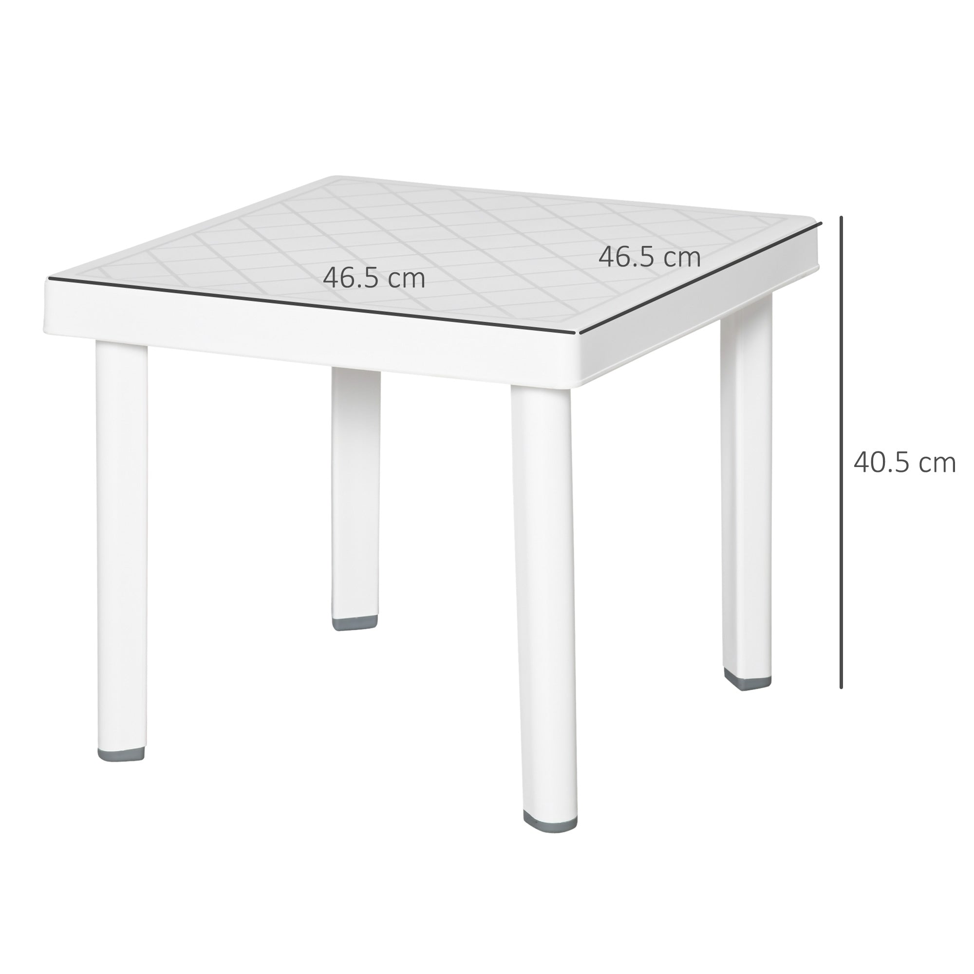 Outsunny Garden Side Table Plastic Outdoor Square Coffee End Table for Drink Snack, White - North Peak Garden Furniture
