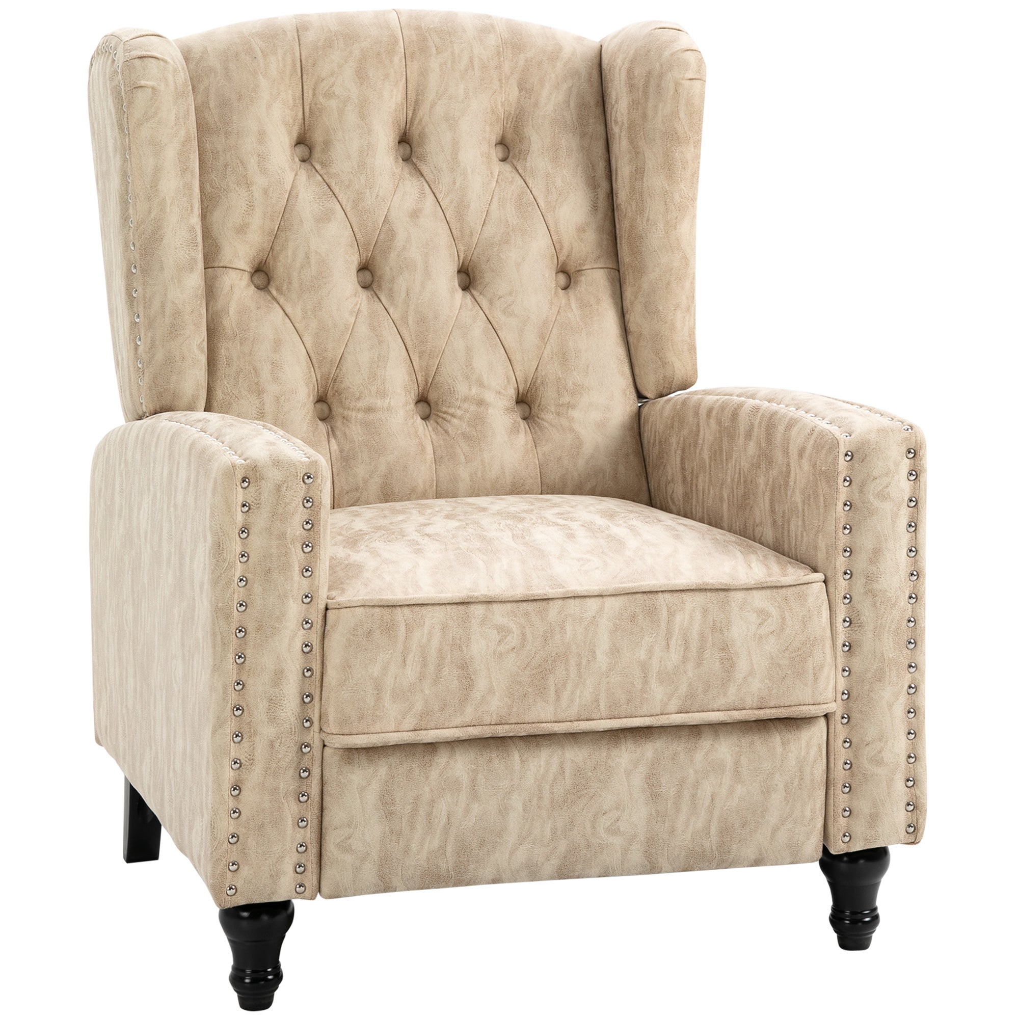 HOMCOM Chesterfield-Style Reclining Armchair - Beige - North Peak Garden Furniture