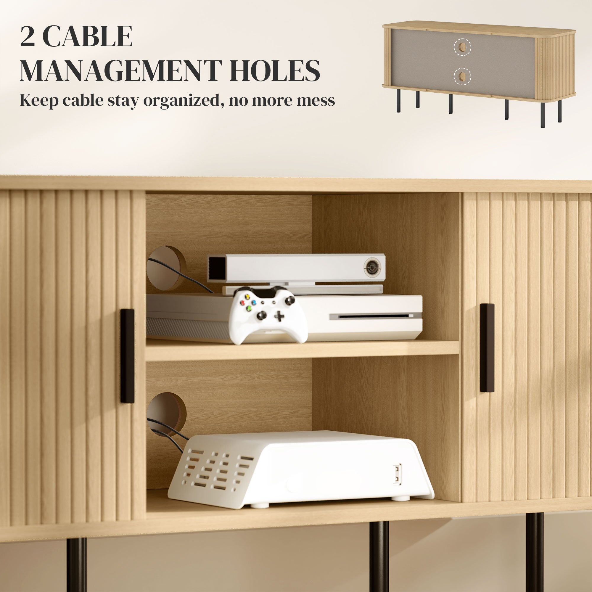 HOMCOM TV Stand Cabinet for TVs up to 55 Inches, TV Unit with Storage Shelves and Cupboard for Living Room, Oak Tone - North Peak Garden Furniture