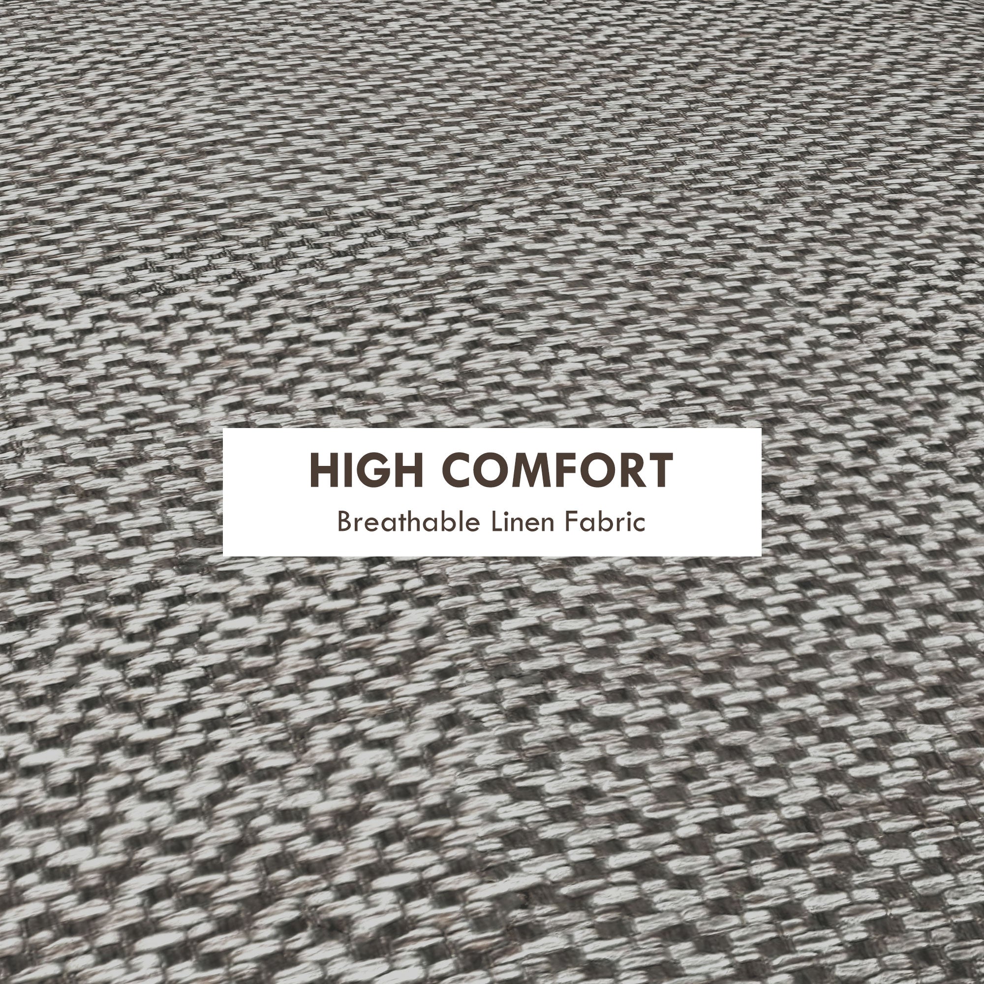 HOMCOM Round Linen-Look Storage Ottoman - Light Grey - North Peak Garden Furniture