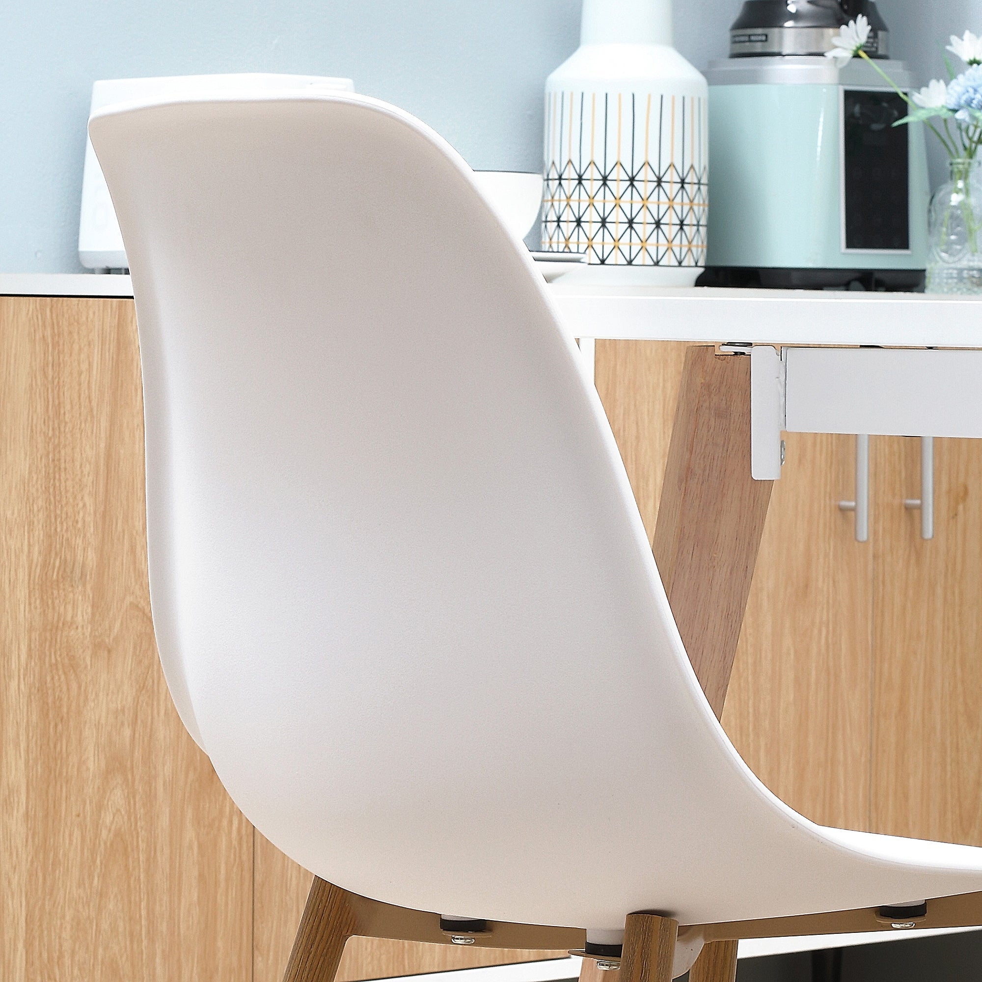 HOMCOM Modern Dining Chairs Set of 4, Kitchen Chairs with Backrest and Steel Legs for for Dining Room, Living Room, White - North Peak Garden Furniture