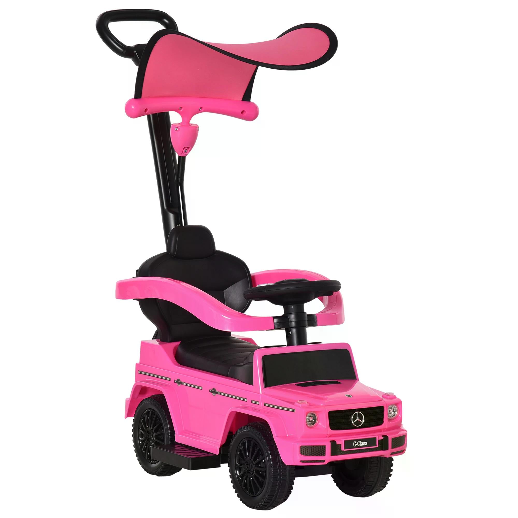 HOMCOM 3 in 1 Kids Children Ride on Push Car Toddler Sliding Car G350 Licensed Walker Foot to Floor Slider Push-Along with Horn Steering Wheel NO POWER Manual, Pink