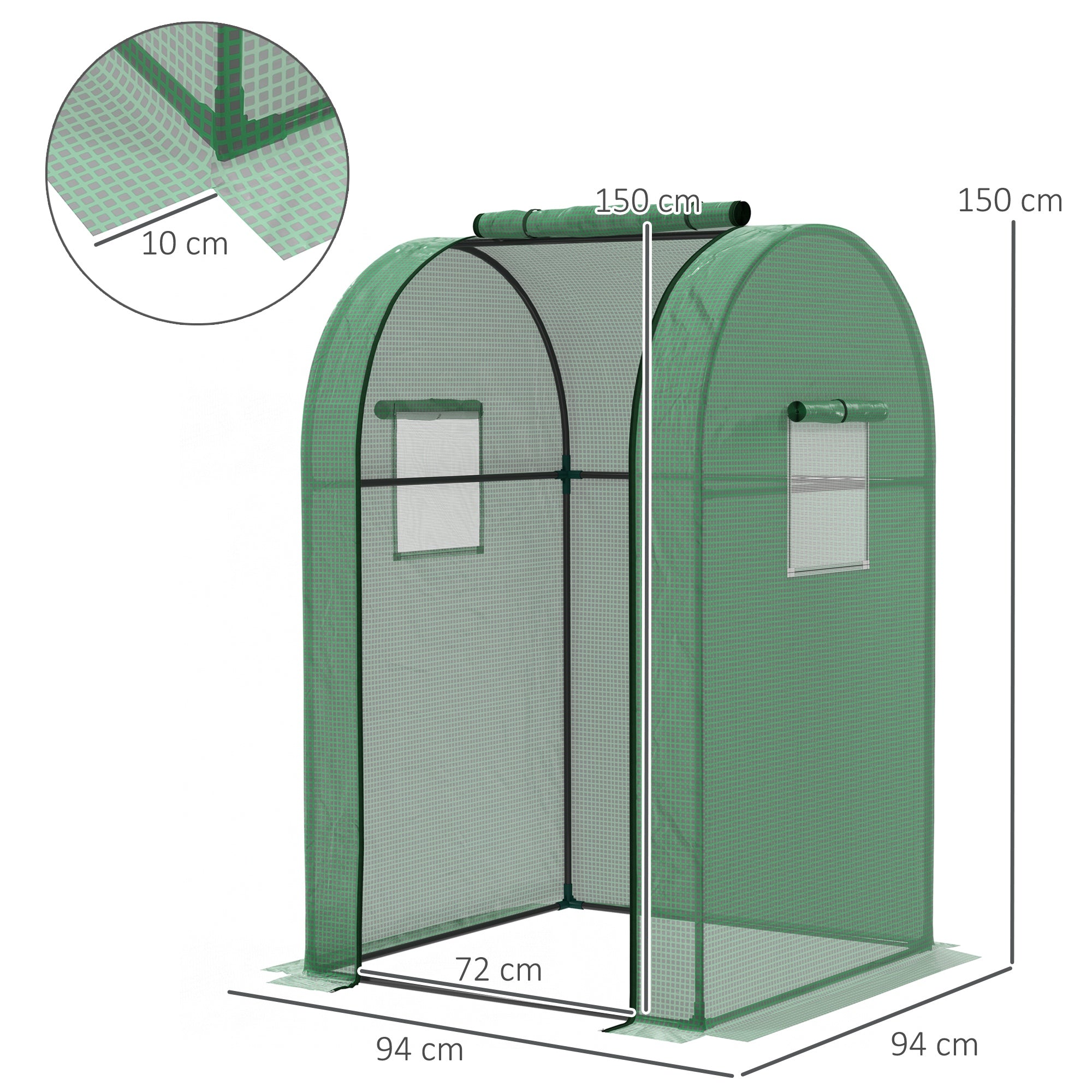 Outsunny 94 x 94cm Mini Portable Greenhouse - Green