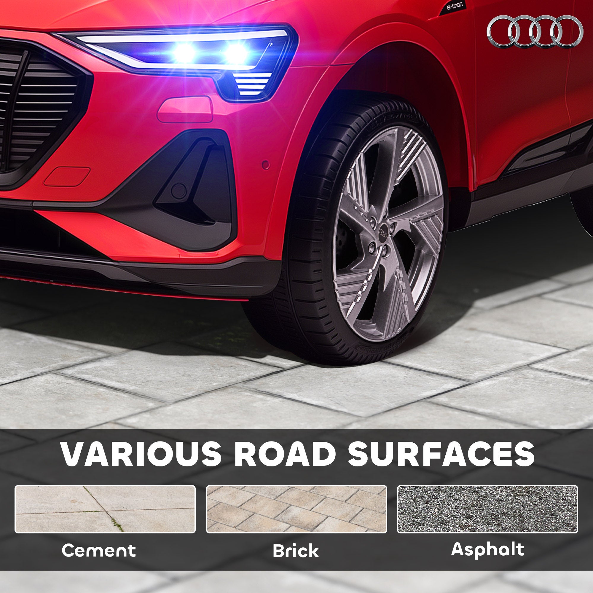 HOMCOM Audi E-tron Licensed 12V Kids Electric Ride On Car with Parental Remote Music Lights MP3 Suspension Wheels for 3-5 Years Red