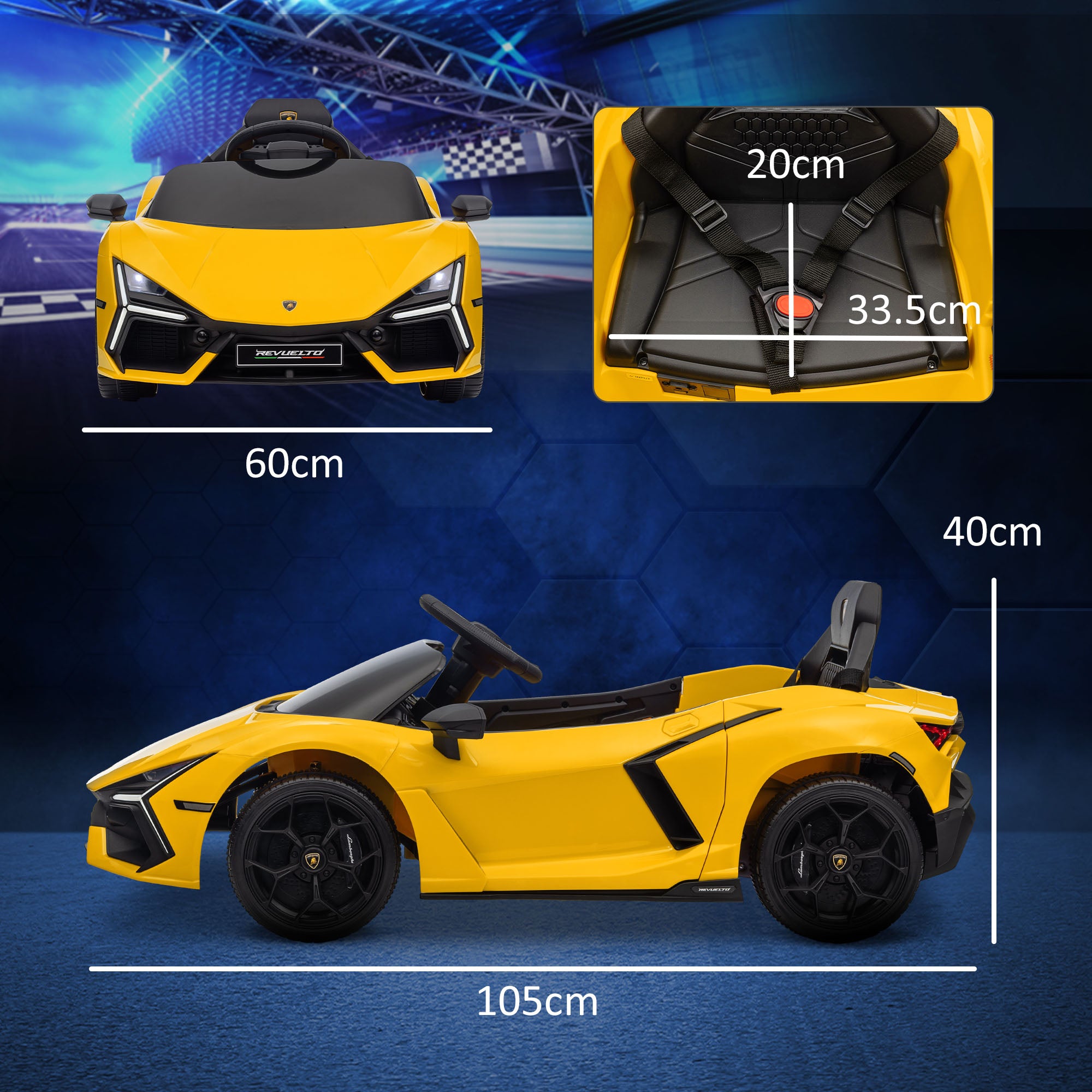 AIYAPLAY Lamborghini Revuelto Licensed 12V Ride on Car w/ Butterfly Doors, Transport Wheels, Suspension, Remote Control, Yellow - North Peak Garden Furniture