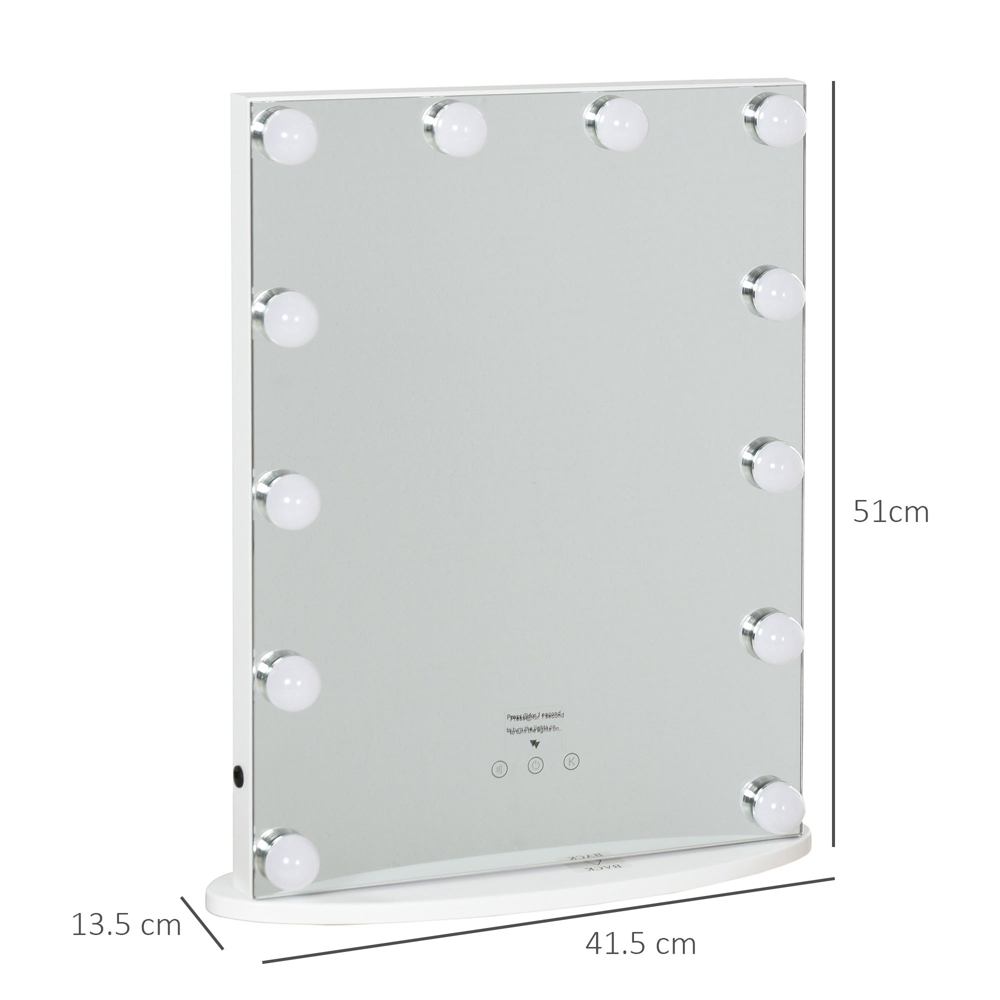 HOMCOM Hollywood Mirror with Lights for Makeup Dressing Table, Lighted Vanity Mirror with 12 Dimmable LED Bulbs and USB Plug in Power Supply, White - North Peak Garden Furniture