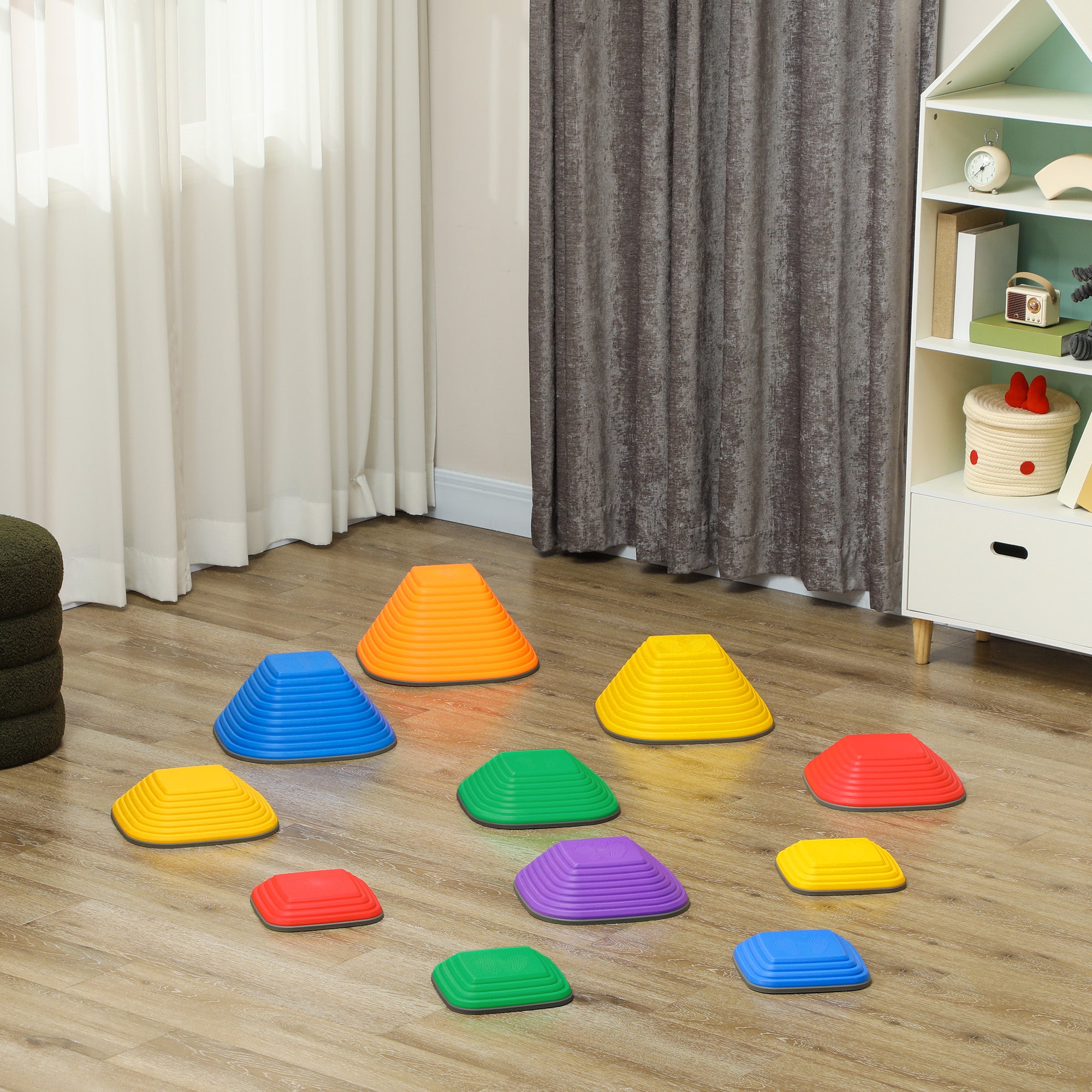 AIYAPLAY Balance Stepping Stones for Kids, 11PCs Non-Slip Stackable River Stones, Obstacle Courses for Balance & Motor Skills - North Peak Garden Furniture