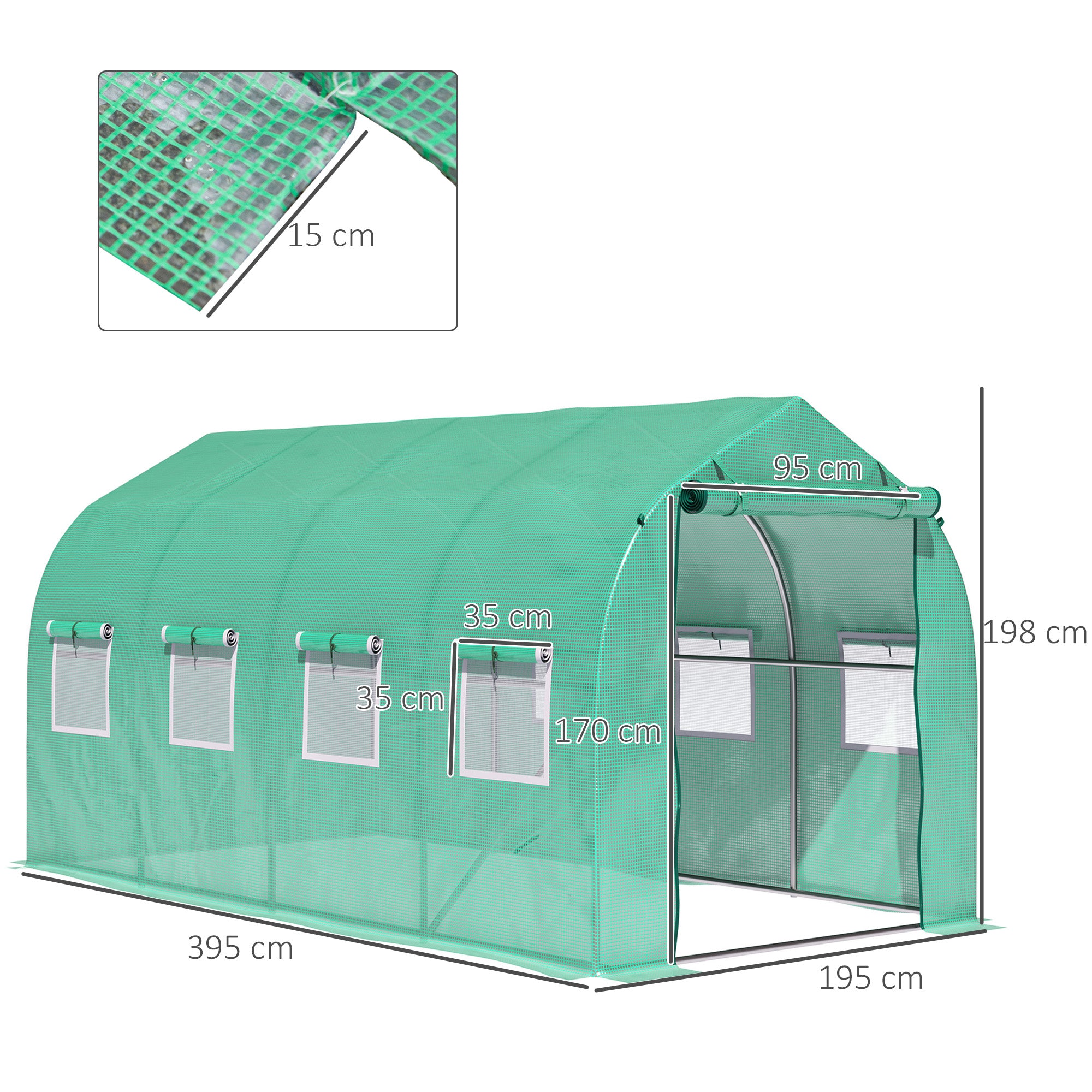 Outsunny Polytunnel Greenhouse with Windows and Door, Walk in Greenhouse for Garden, Backyard (4 x 2 M) - North Peak Garden Furniture