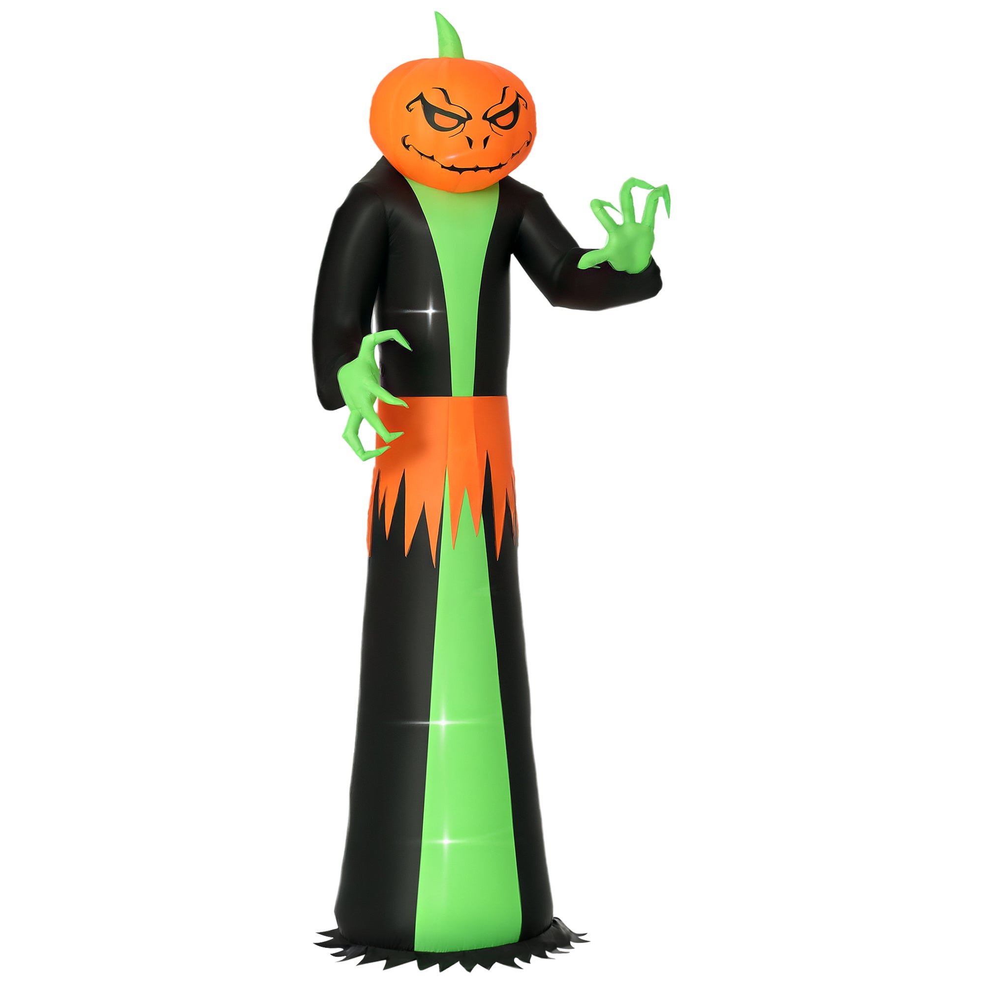 HOMCOM 9FT Inflatable Halloween Pumpkin Ghost with Build in LED,  Outdoor Lighted Blow Up Inflatables for Party Indoor, Garden, Lawn