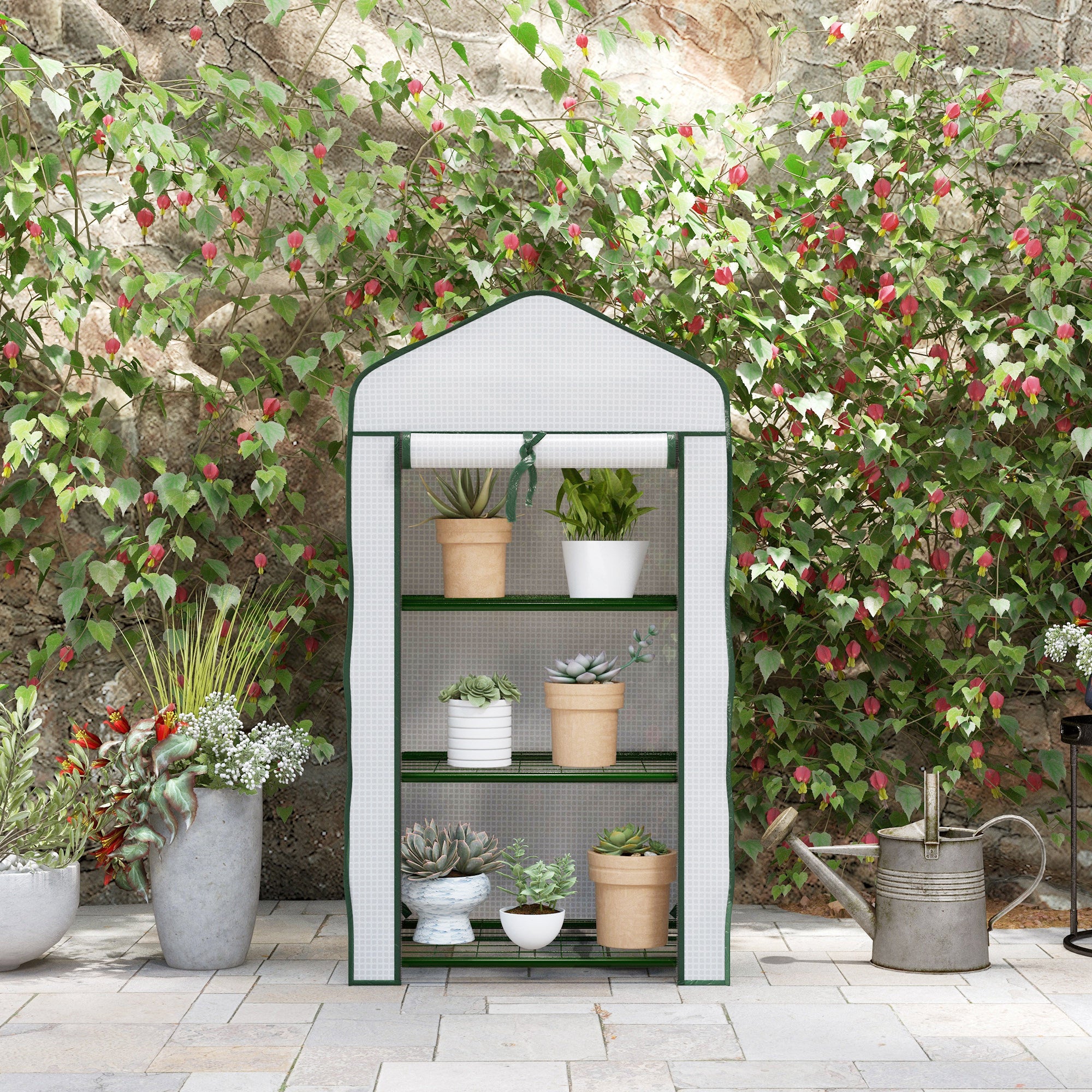 Outsunny Three-Tier Mini Greenhouse - White - North Peak Garden Furniture