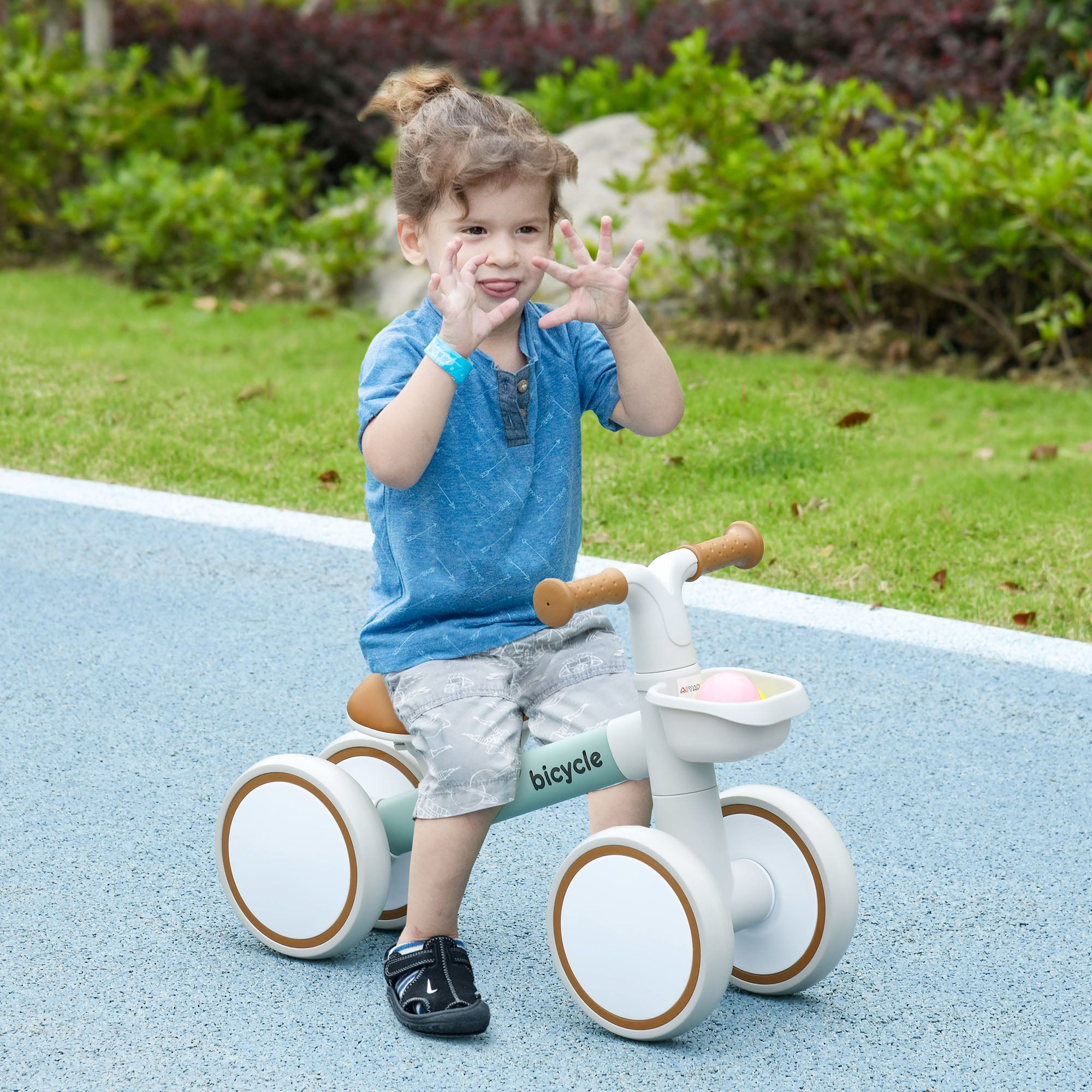AIYAPLAY Kids Balance Bike for 1-3 Years Old with Adjustable Seat, Silent Wheels, Green - North Peak Garden Furniture