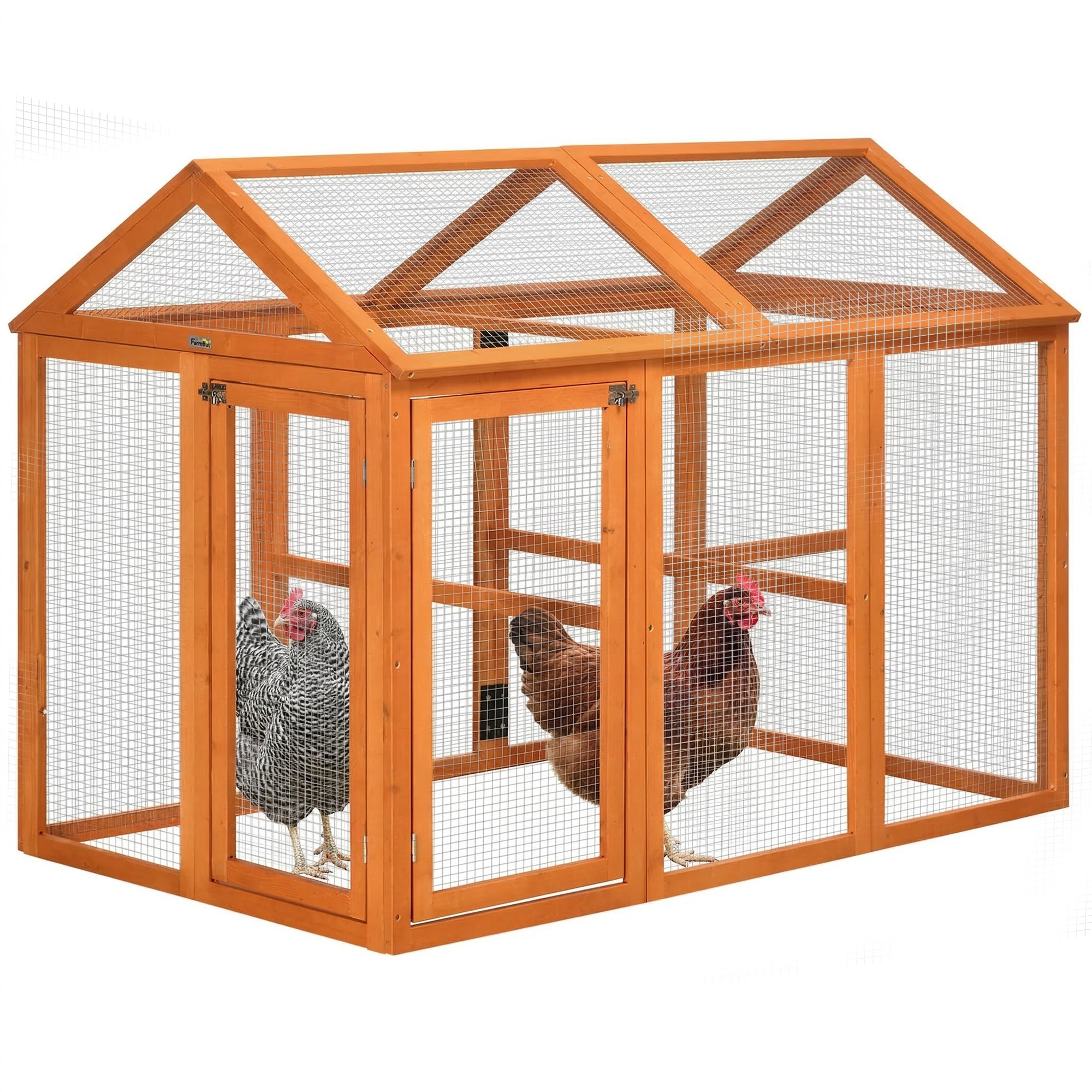 PawHut Large Chicken Run, Wooden Chicken coop, with Combinable Design - Wood Effect