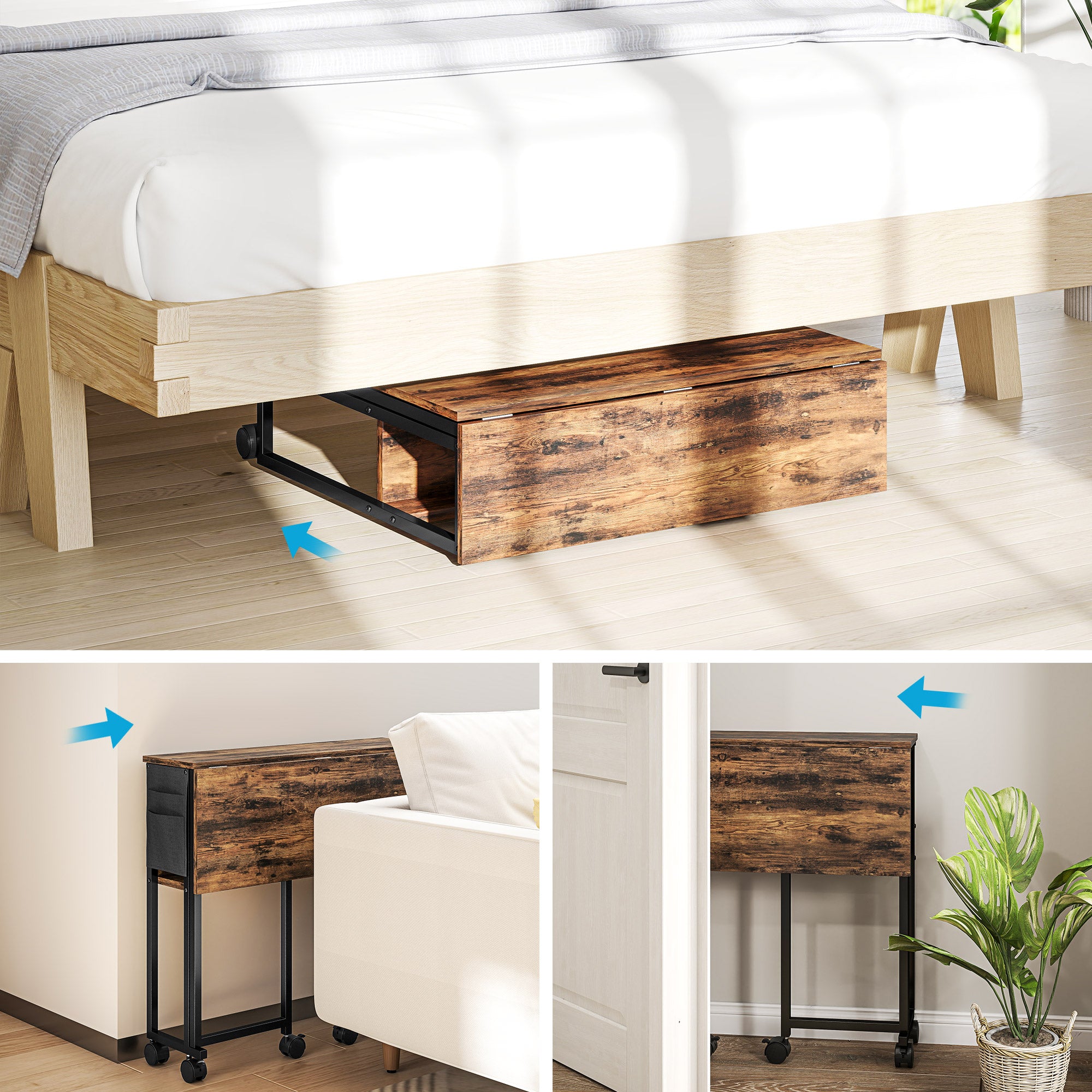 HOMCOM 80 cm Drop Leaf Writing Work Desk - Rustic Brown - North Peak Garden Furniture