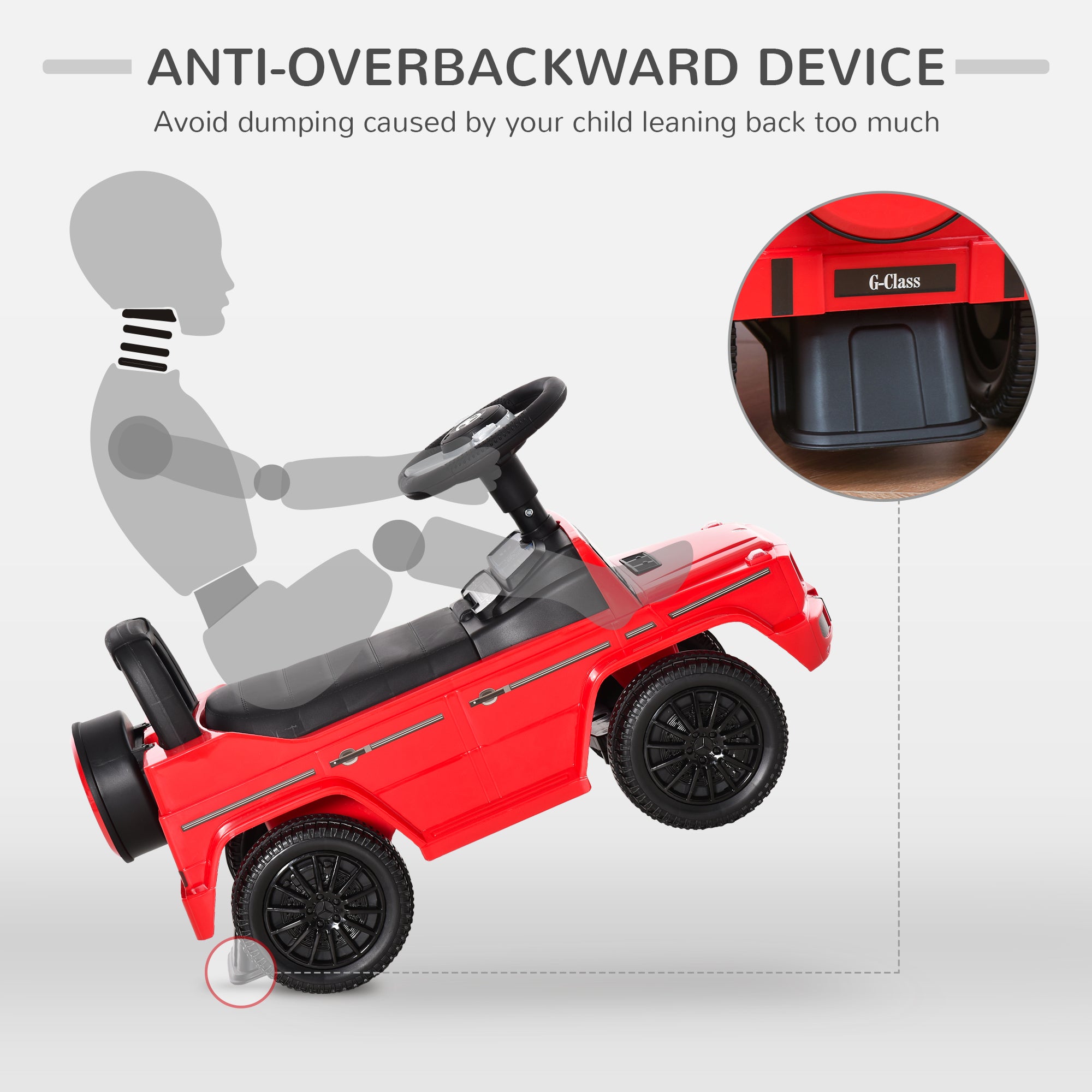 HOMCOM 3 in 1 Kids Ride On Car G350 Licensed Foot To Floor Slider Toddler Push Along NO POWER Red 12-36 months - North Peak Garden Furniture