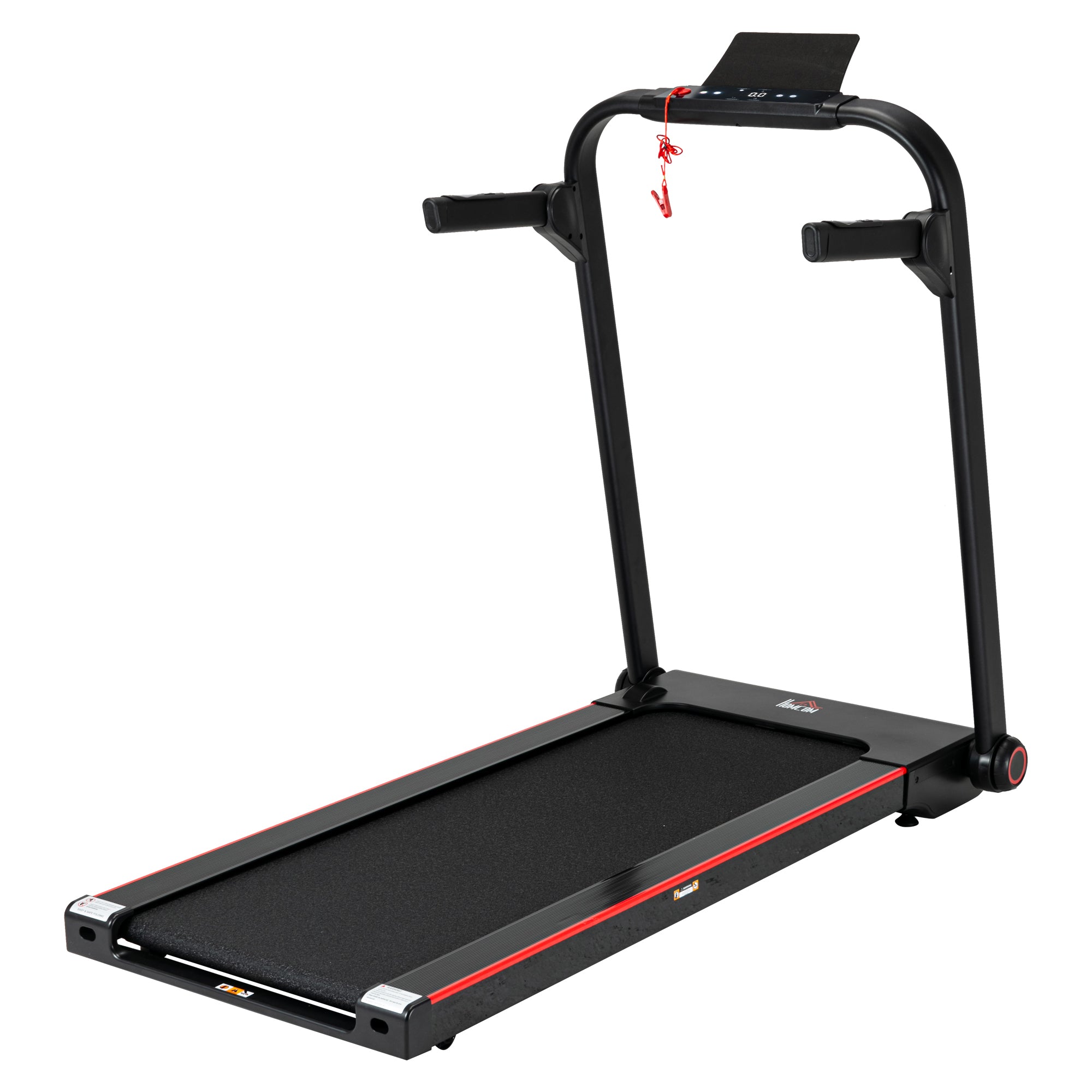 HOMCOM 750W Folding Treadmill, 1-14km/h Electric Running Machine w/ Wheels, Safety Button, LED Monitor, Phone Holder for Home Office Jogging Fitness Exercise Workout - North Peak Garden Furniture