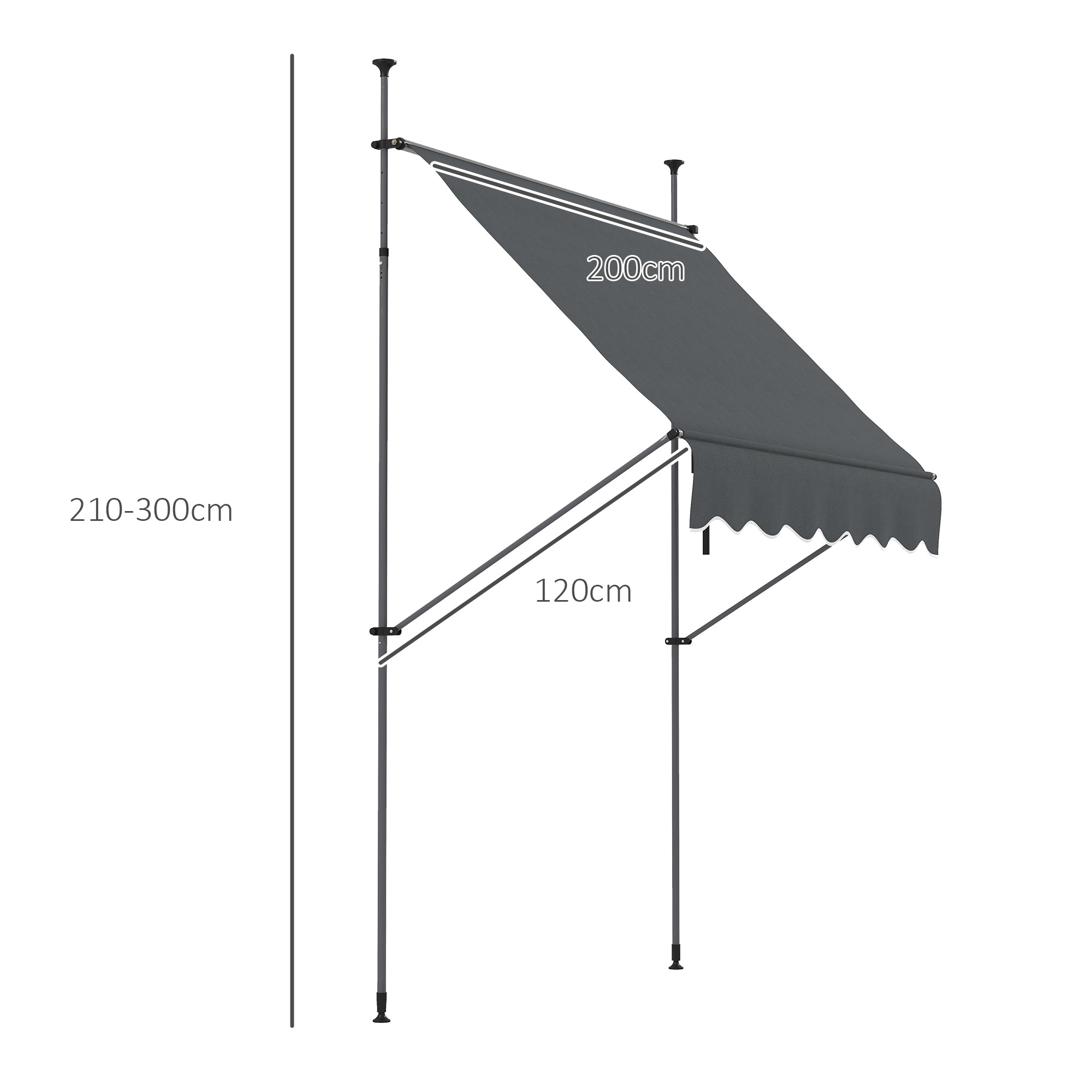 Outsunny 2 x 1.2m Manual Retractable Awning - Grey - North Peak Garden Furniture