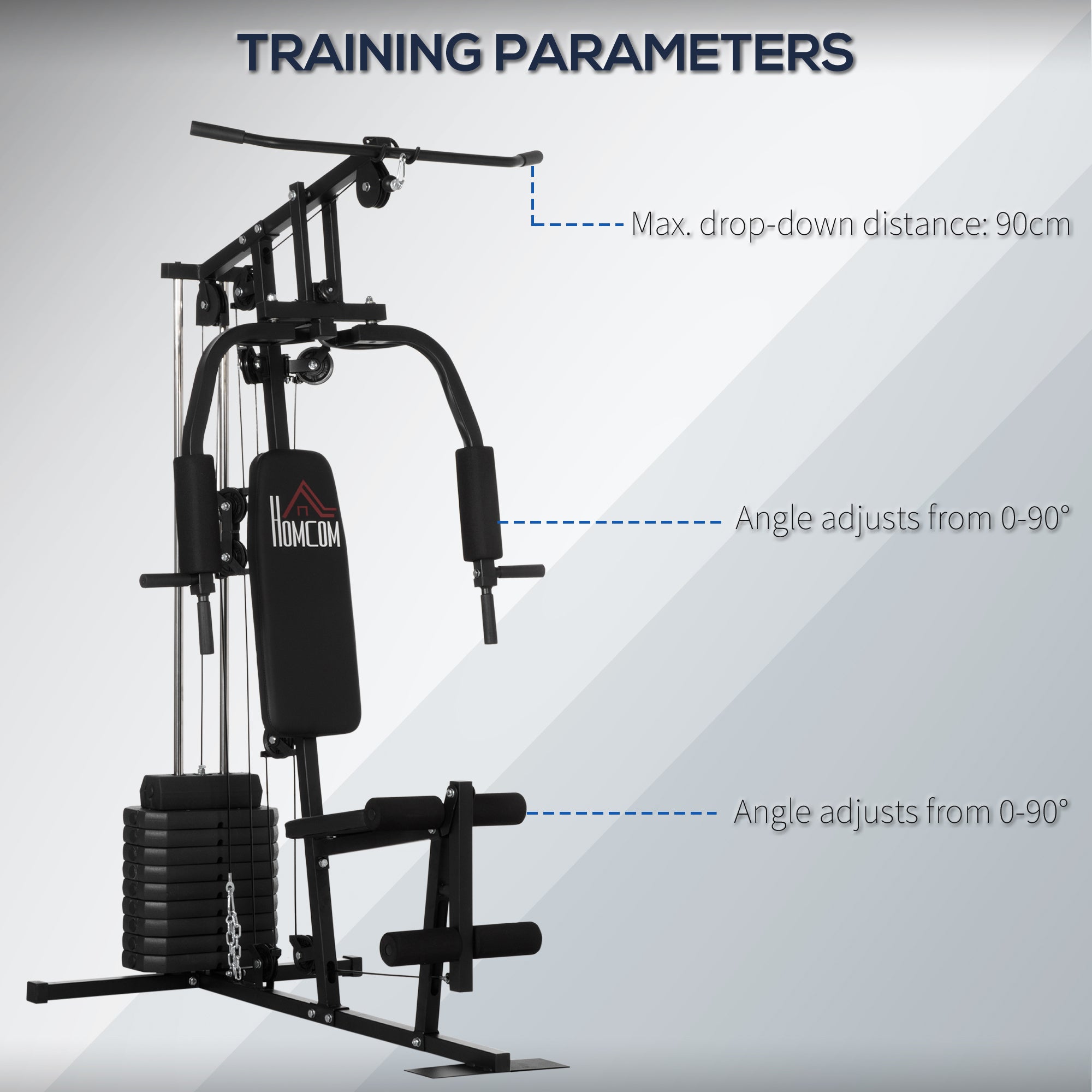 HOMCOM Multifunction Home Gym Machine, with 45kg Weight Stacks, for Strength Training - North Peak Garden Furniture