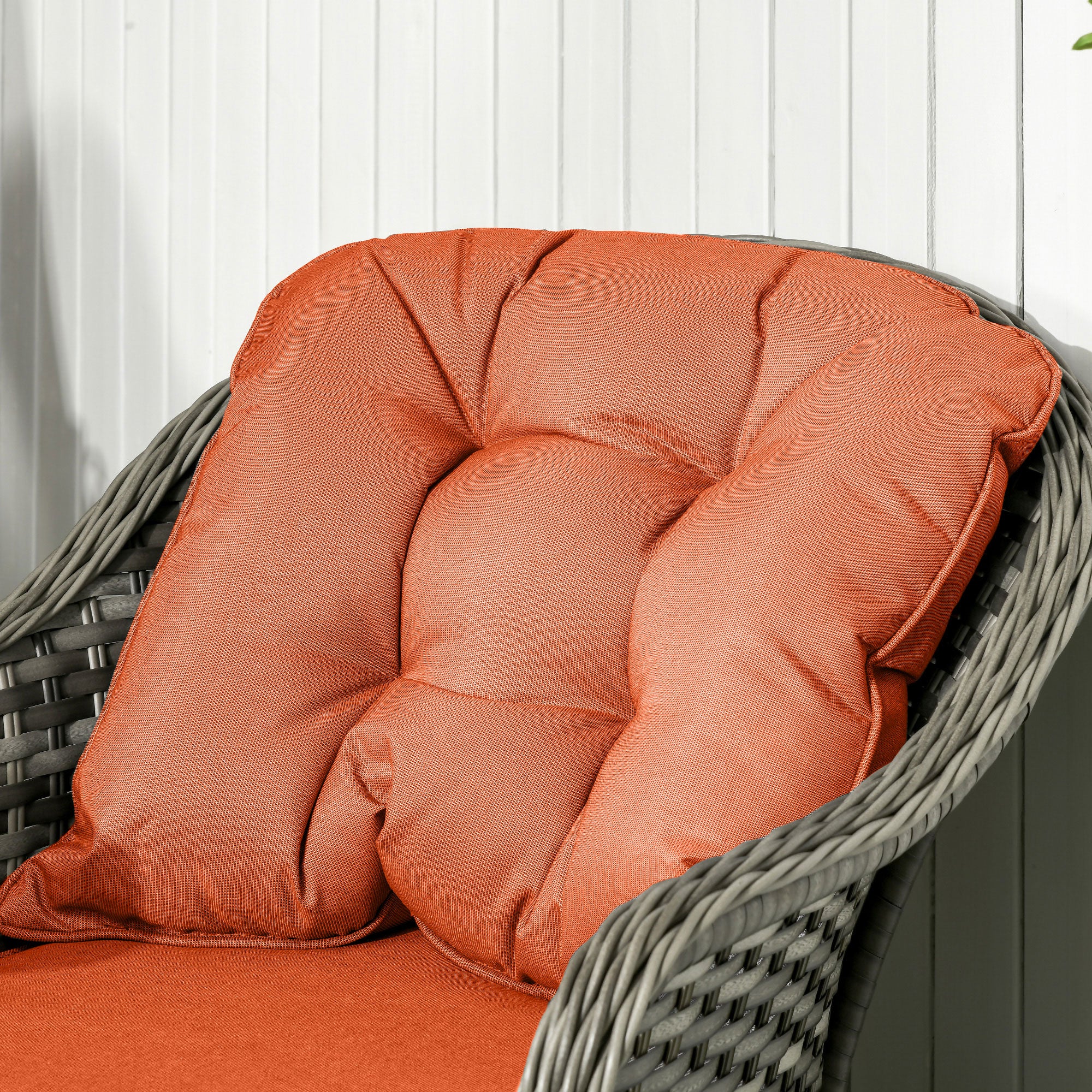 Outsunny Four-Piece Rattan Sofa Set, with Glass-Top Table - Orange - North Peak Garden Furniture